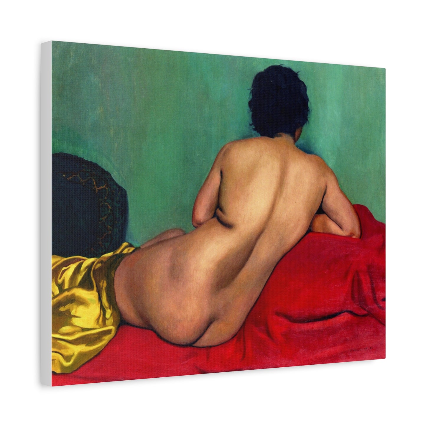 Nu de dos sur un canapé rouge by Félix Vallotton Matte Canvas Wall Art Print