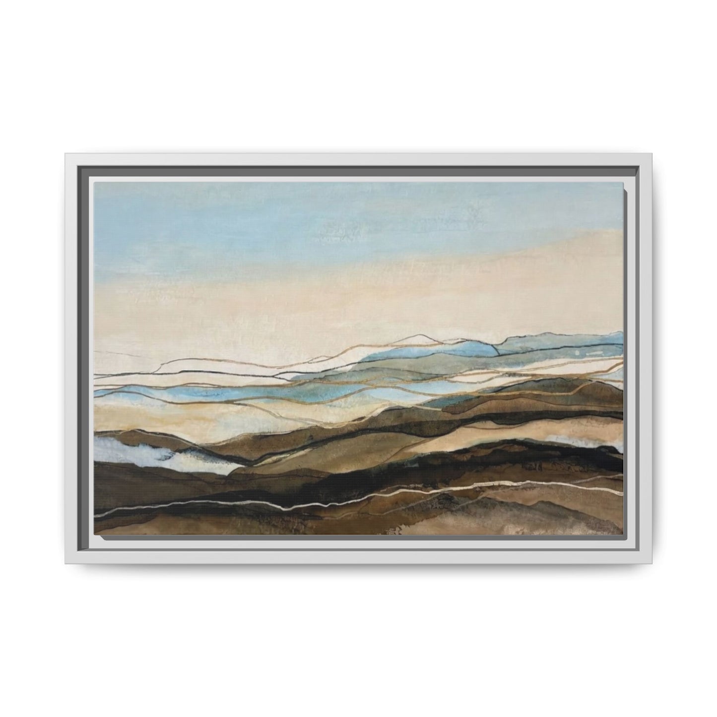 Framed Matte Canvas Print — Abstract Coastal Landscape Wall Art