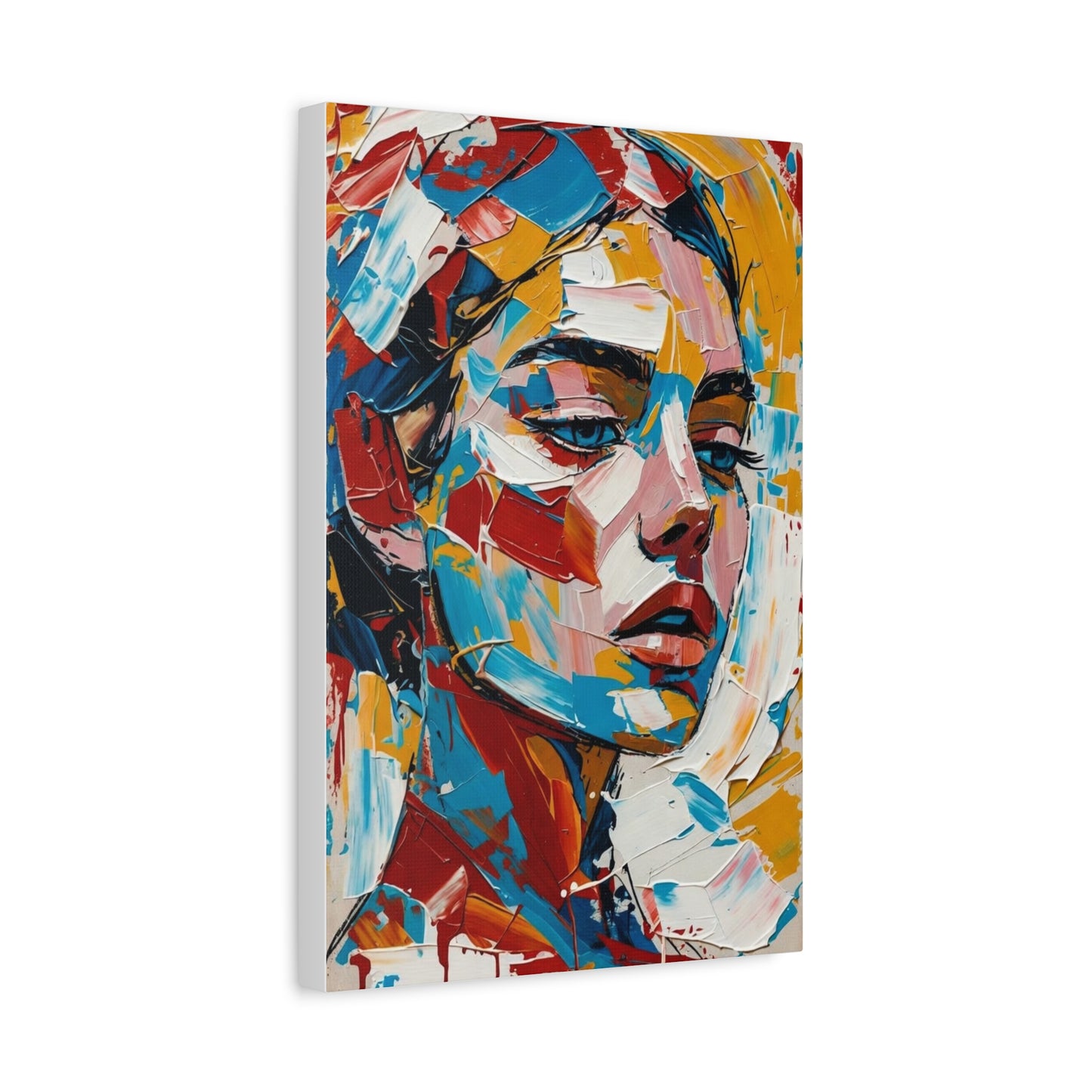 Abstract Colorful Portrait Matte Canvas Print — Modern Stretched Wall Art