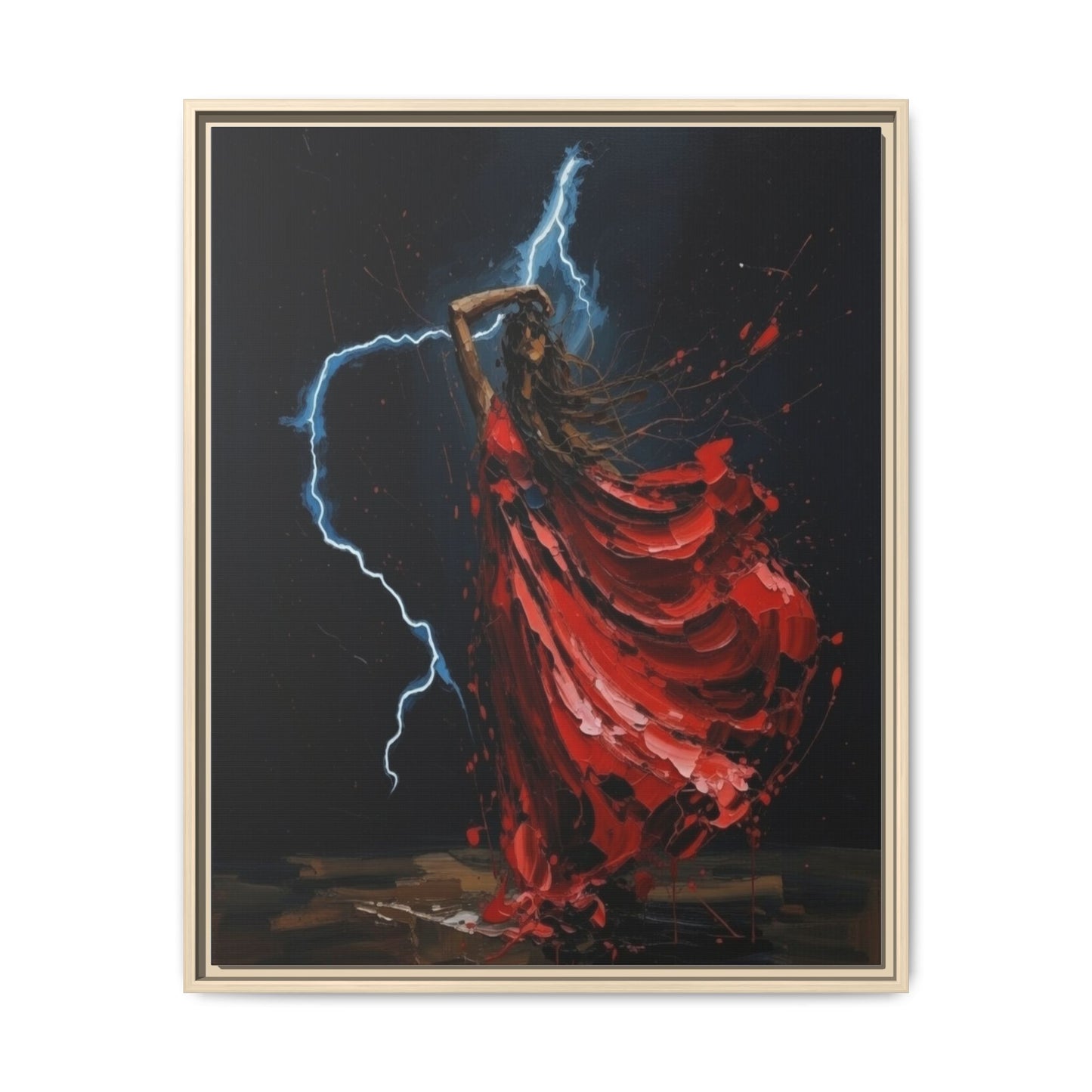 Framed Matte Canvas Print — Red Dancer Lightning Art