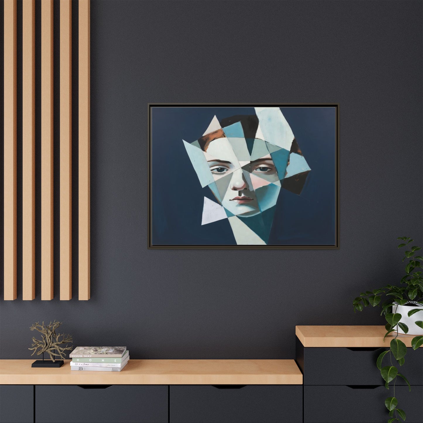 Abstract Fragmented Portrait Matte Canvas (Framed)