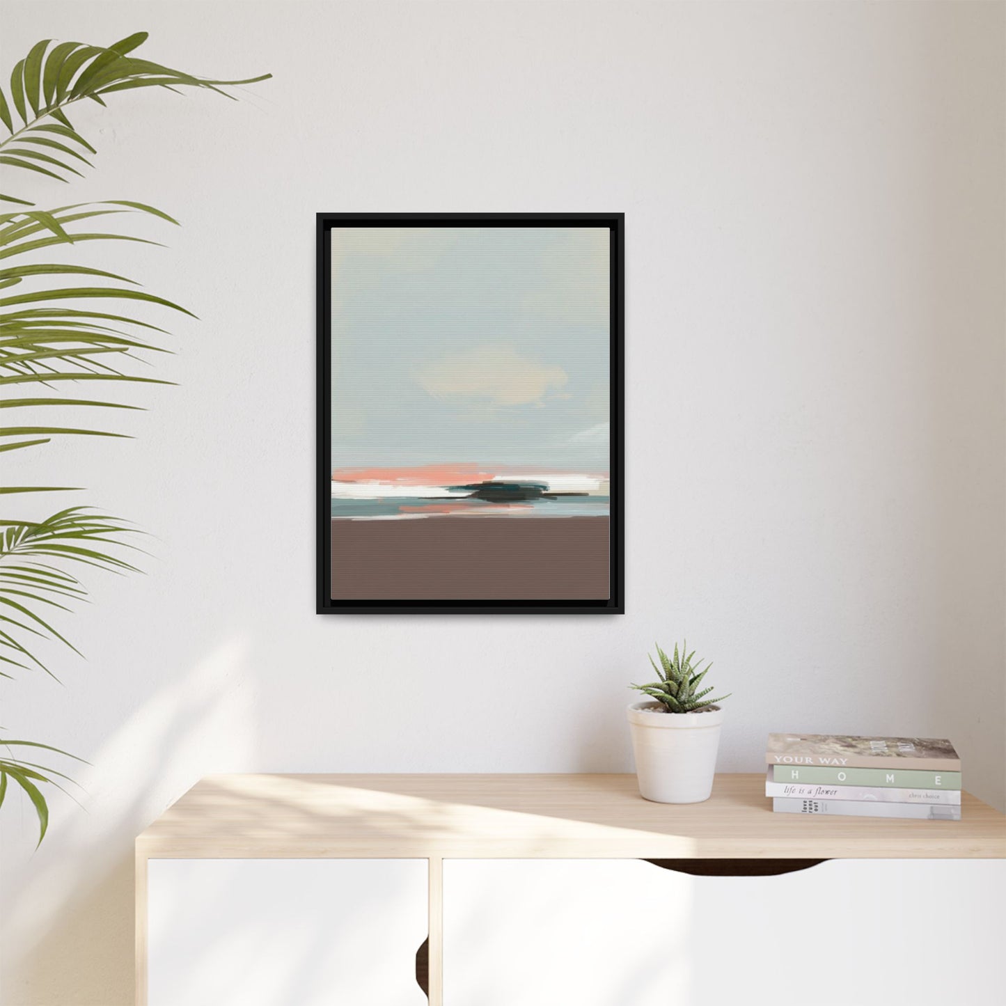 Framed Matte Canvas Print — Soft Coastal Abstract Landscape