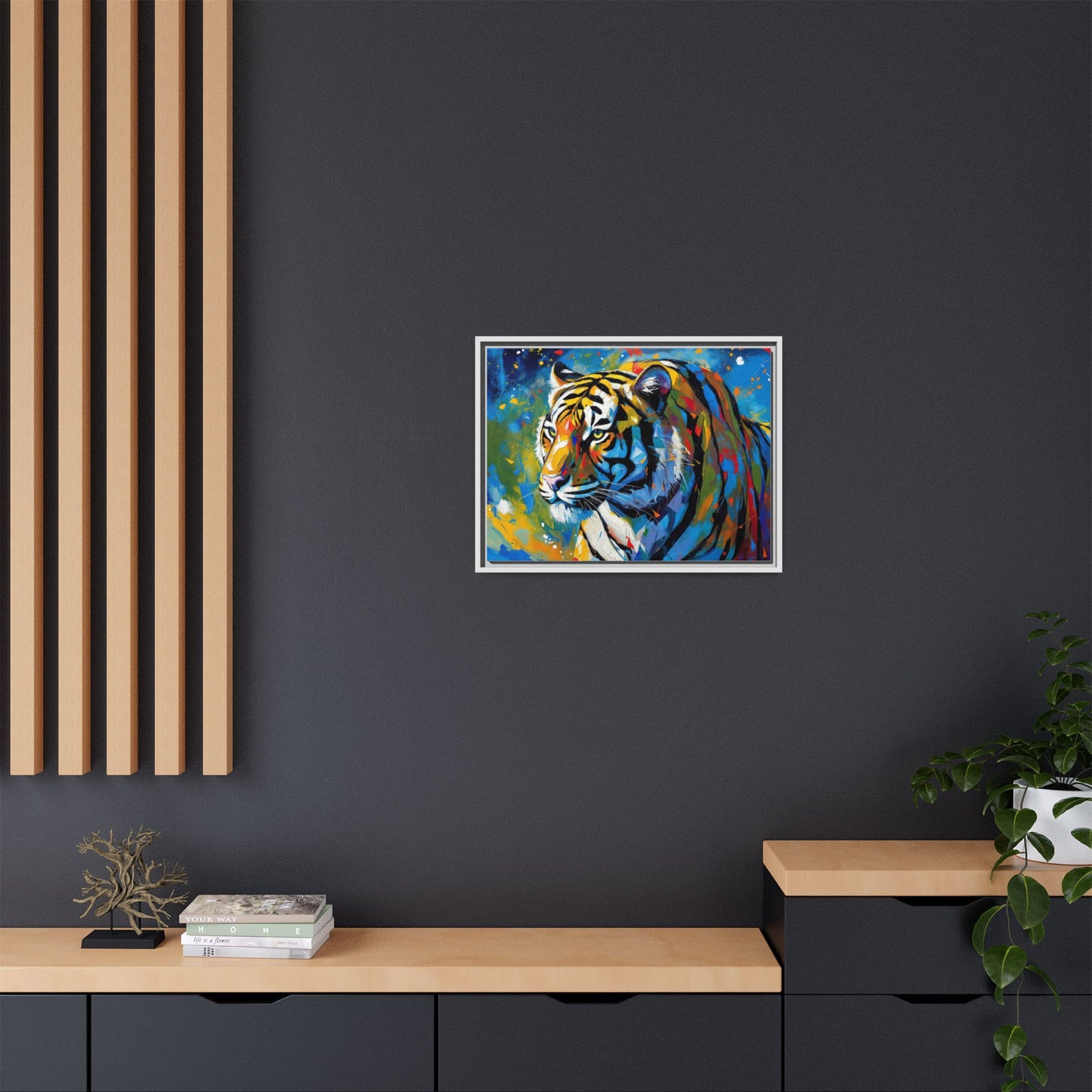 Colorful Tiger Matte Canvas Framed Art — Vibrant Wildlife Wall Decor