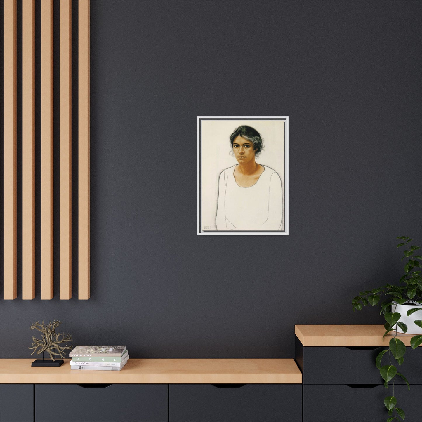 Portrait of a Woman by Winold Reiss Framed Matte Canvas Portrait Print