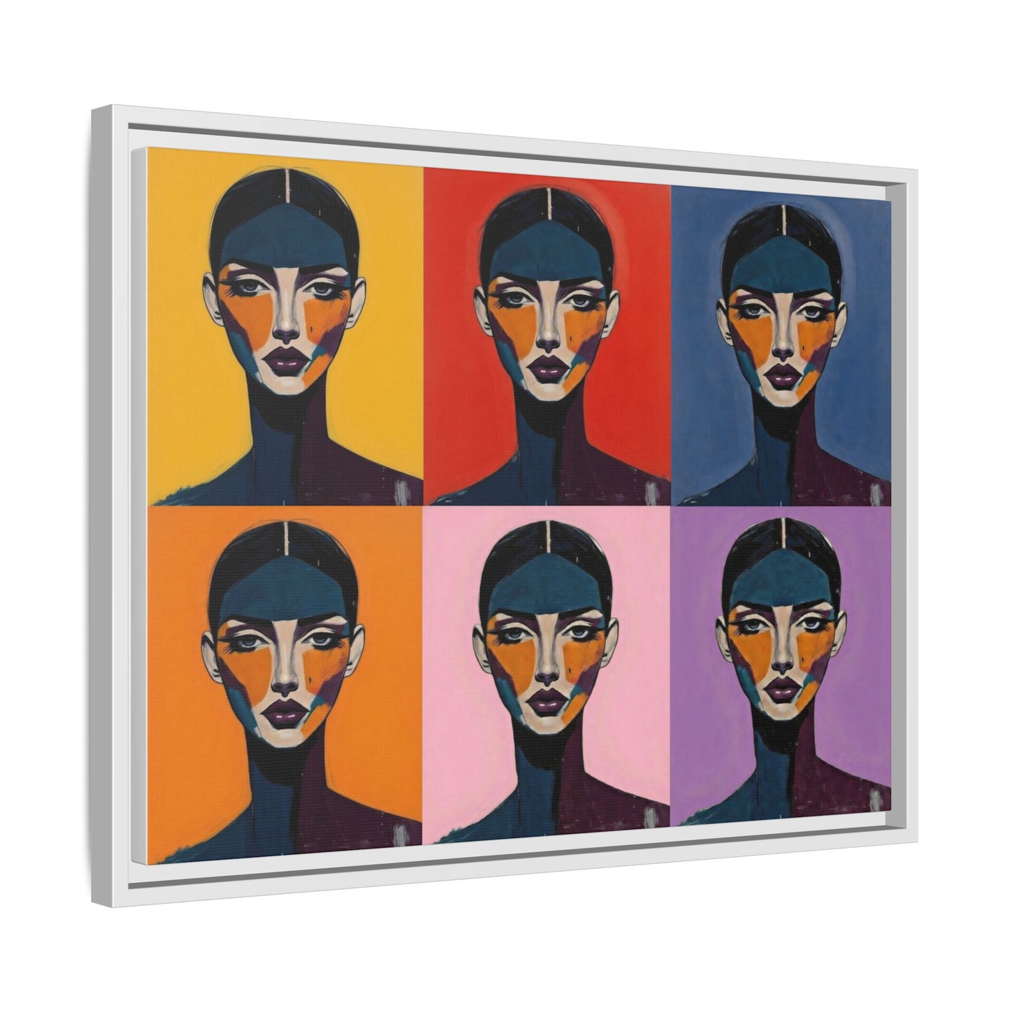 Pop Art Portrait Matte Canvas — Framed Multi-Color Wall Art