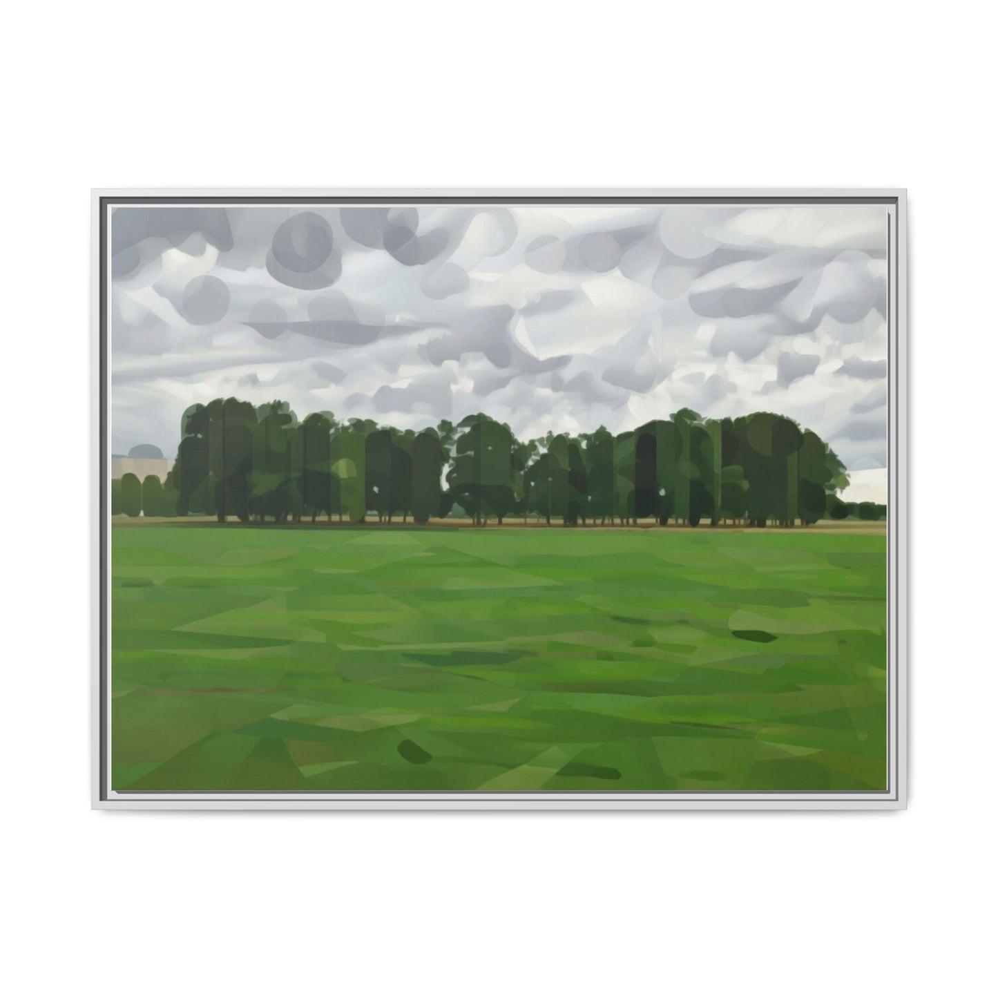 Framed Matte Canvas Print — Minimalist Green Landscape Art