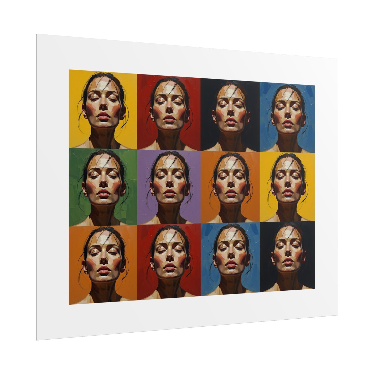 Rolled Poster — Pop Art Portrait Wall Print (Color Grid, 12-Panel)