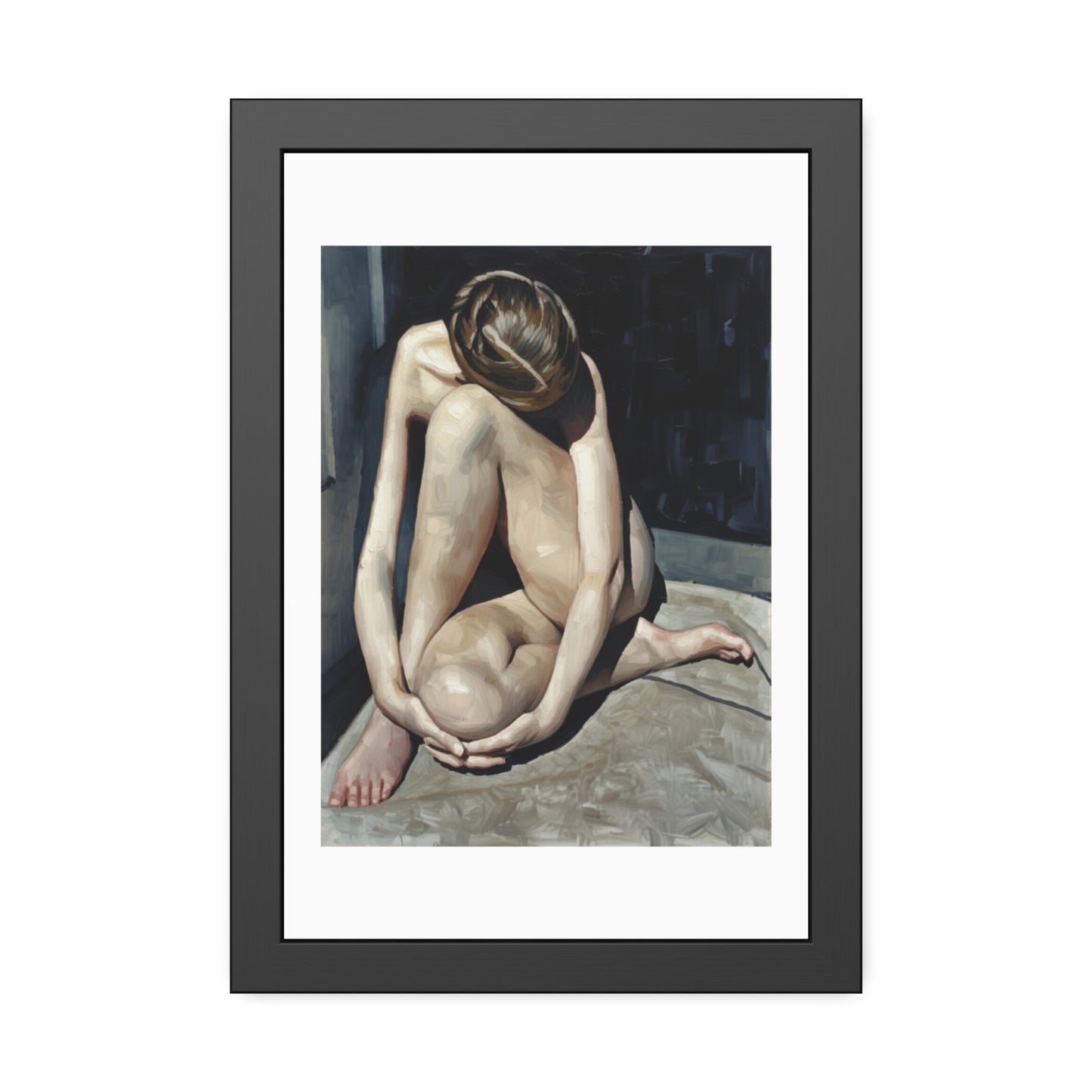 Framed Poster Contemplative Nude Figurative Art Print