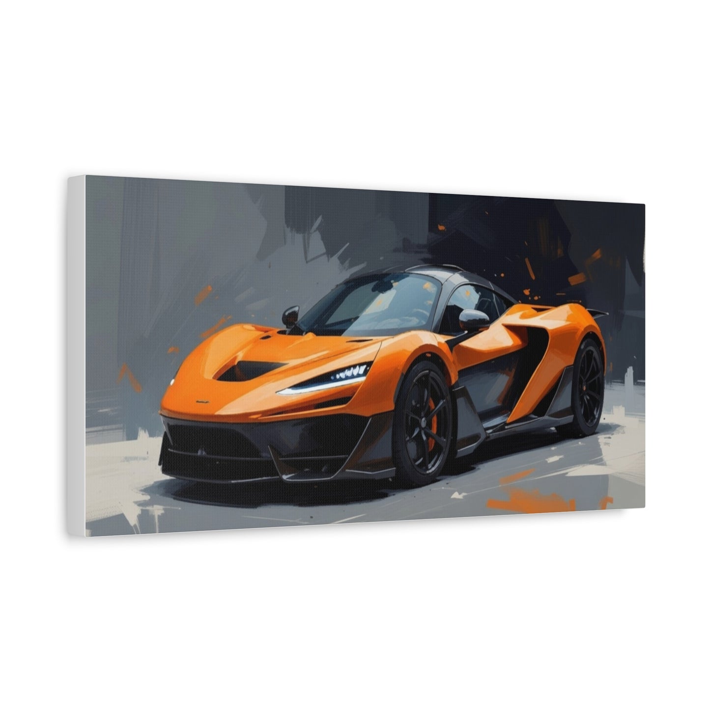 Orange Supercar Matte Canvas Wall Art – Stretched 1.25" Sports Car Print