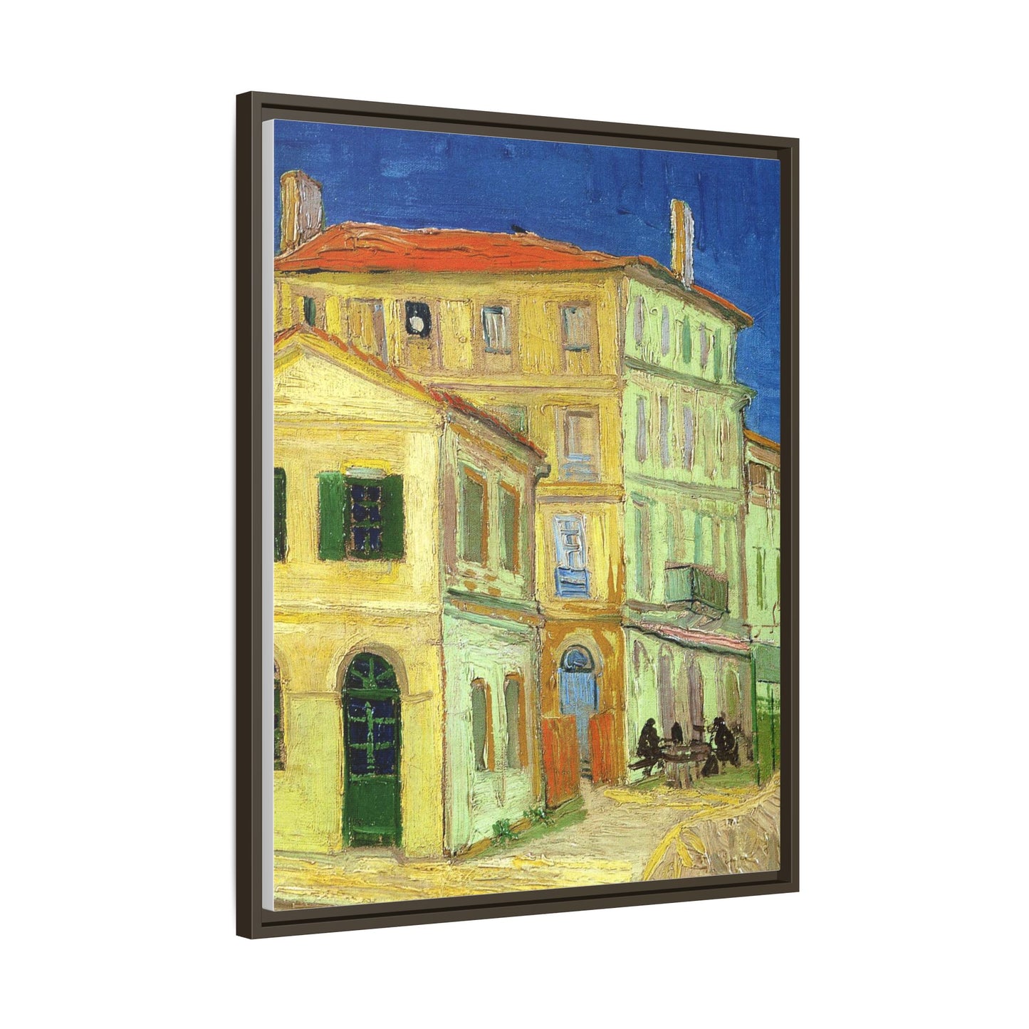 Mediterranean Street Scene Matte Canvas Framed Wall Art