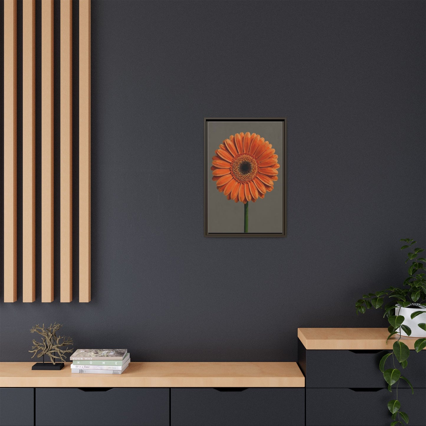 Orange Gerbera Daisy Matte Canvas Print (Framed)