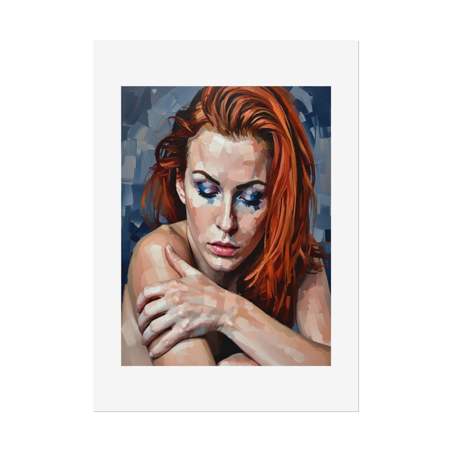 Redheaded Portrait Rolled Poster — Expressive Female Art Print