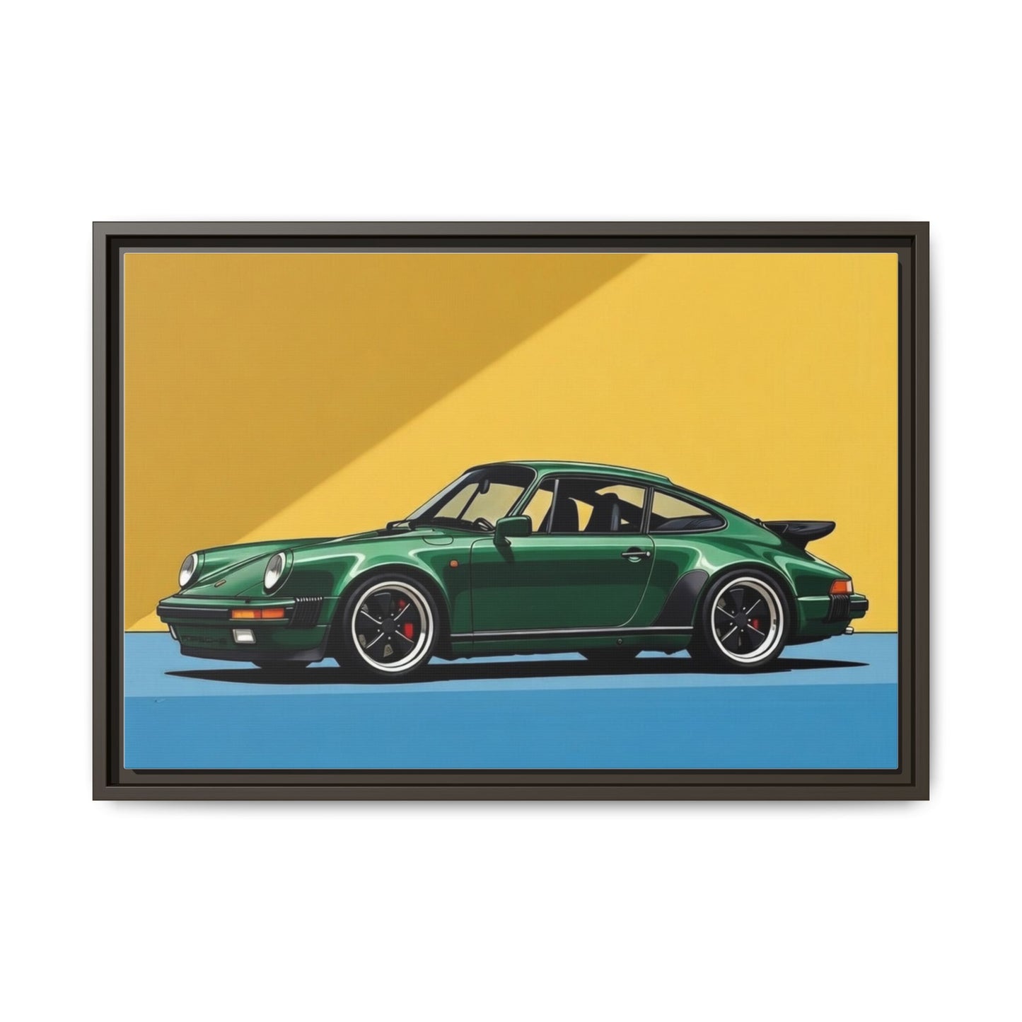 Framed Matte Canvas — Green Sports Car Wall Art