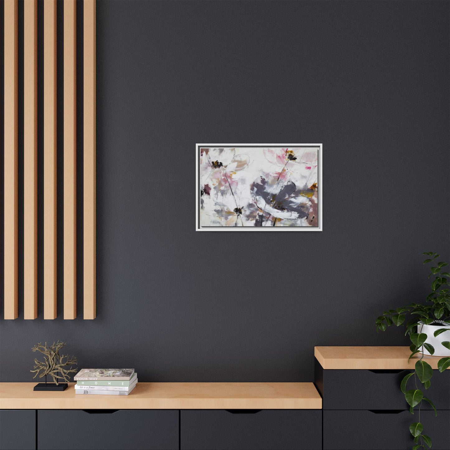 Abstract Floral Matte Canvas Framed Wall Art — Soft Watercolor Blooms