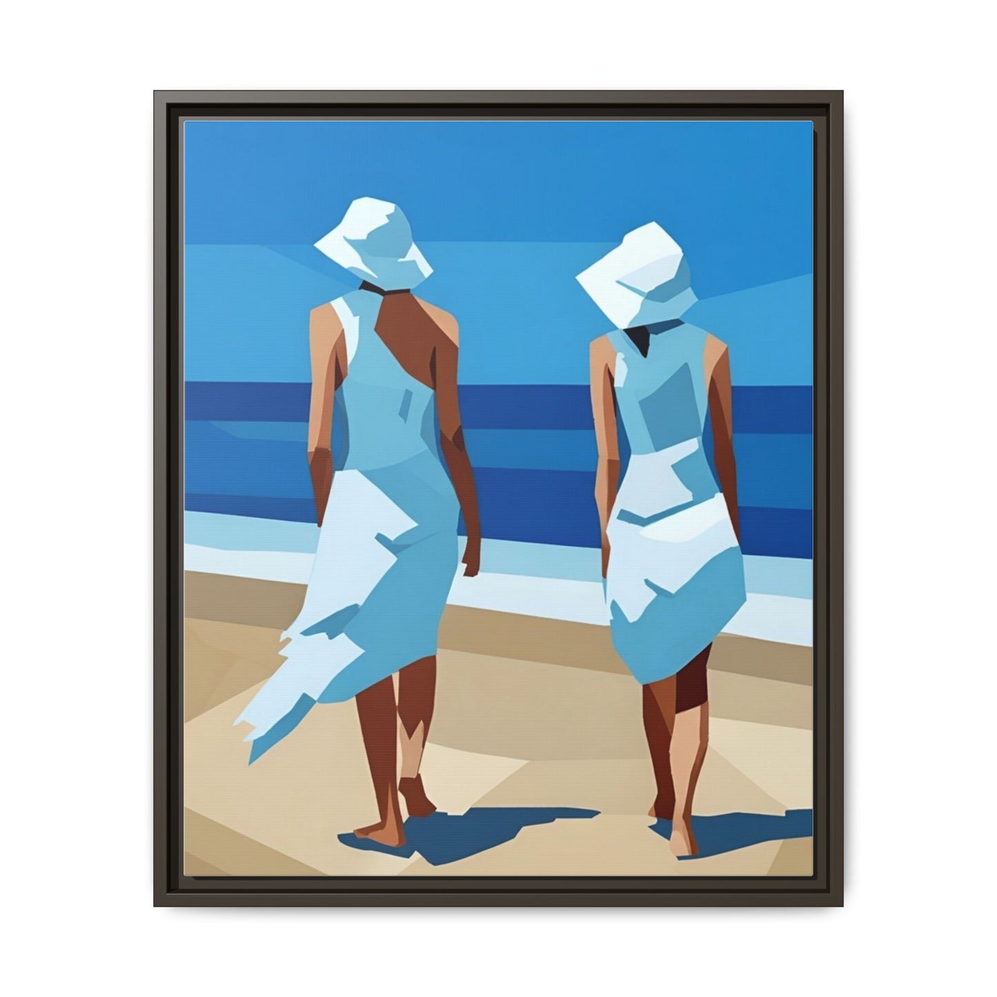 Seaside Stroll Matte Canvas Framed Print — Coastal Beach Art