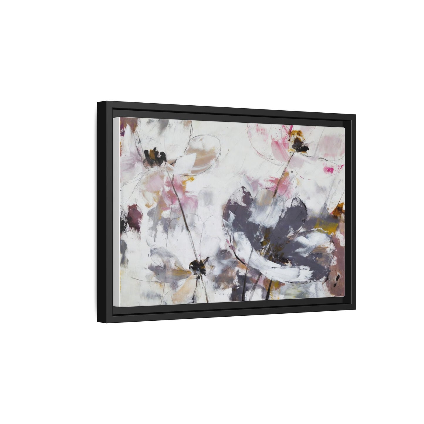 Abstract Floral Matte Canvas Framed Wall Art — Soft Watercolor Blooms