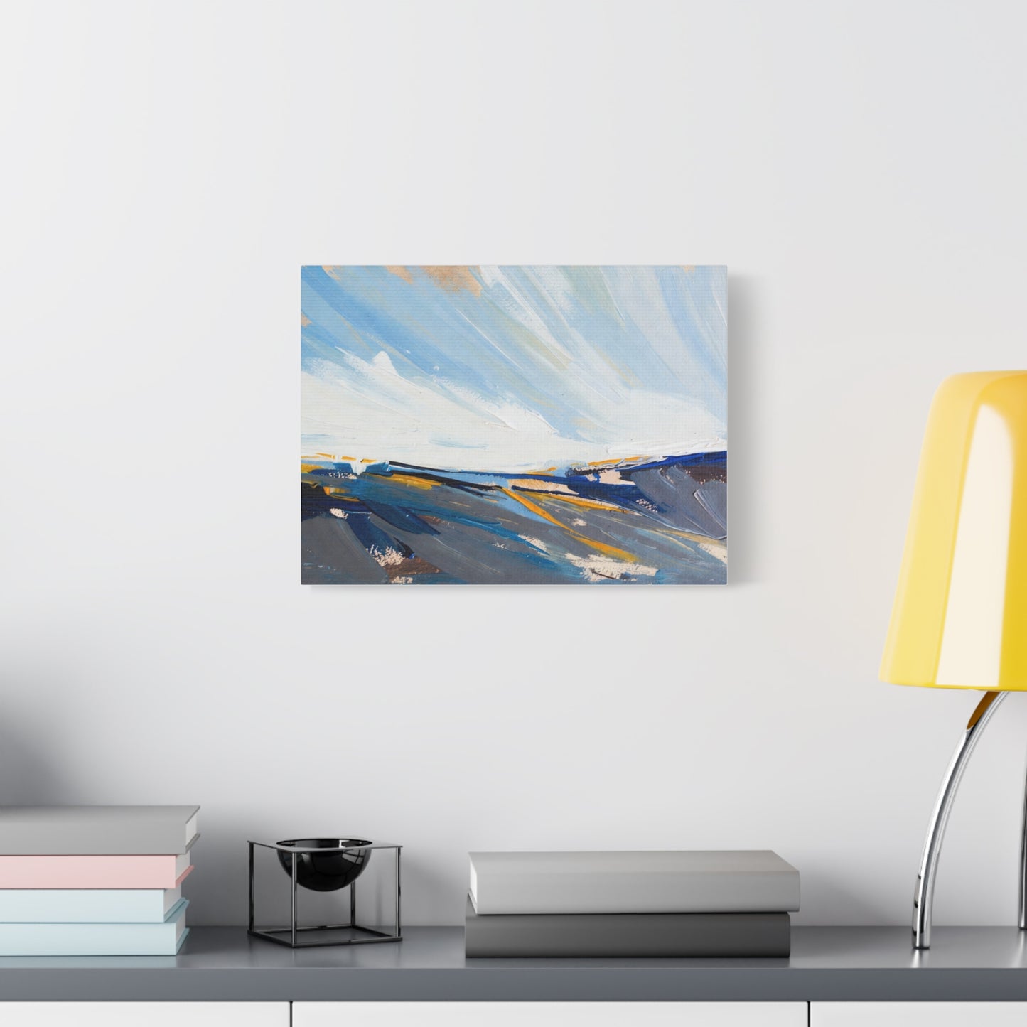Abstract Coastal Landscape Canvas Print — Blue Sky Seascape Wall Art