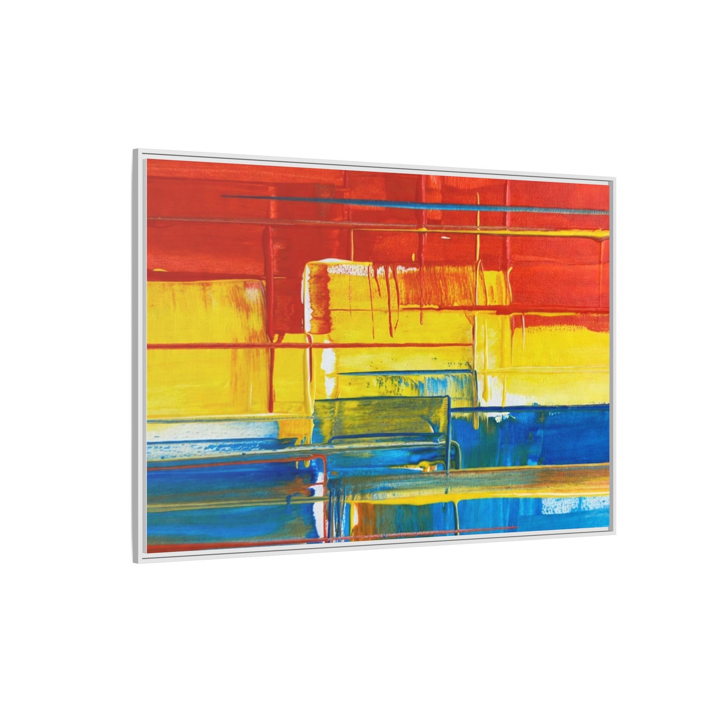 Abstract Multi-Color Framed Canvas Art — Modern Geometric Wall Decor