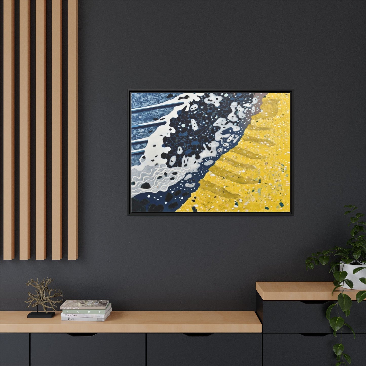 Framed Abstract Ocean & Sand Matte Canvas Print