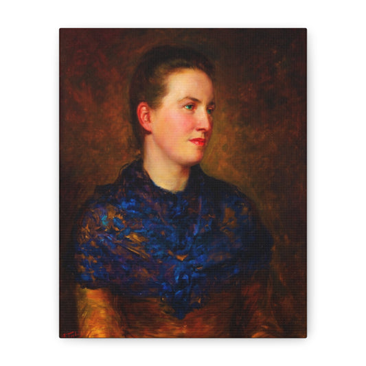 Portrait Canvas Print — Vintage Woman Oil Painting on Stretched Matte Canvas