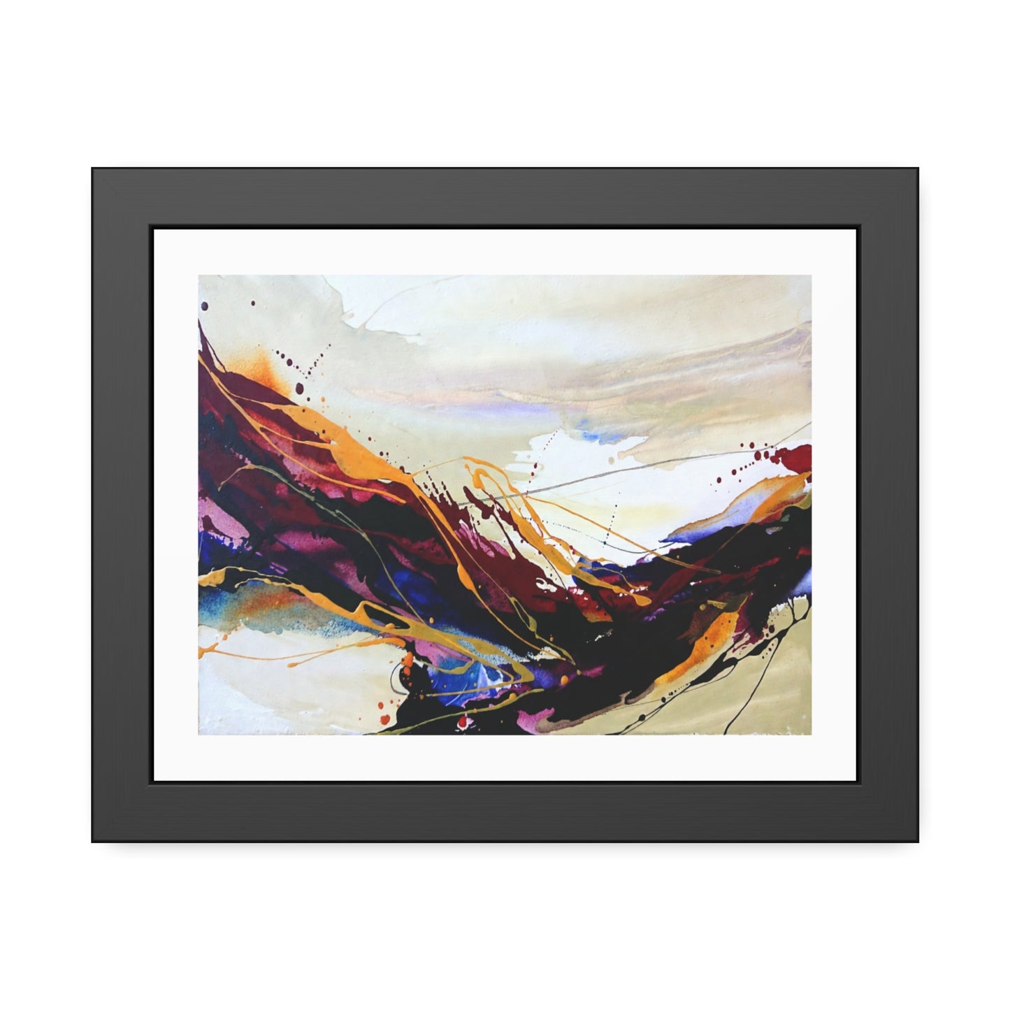 Abstract Color Splash Framed Paper Poster — Modern Wall Art Print