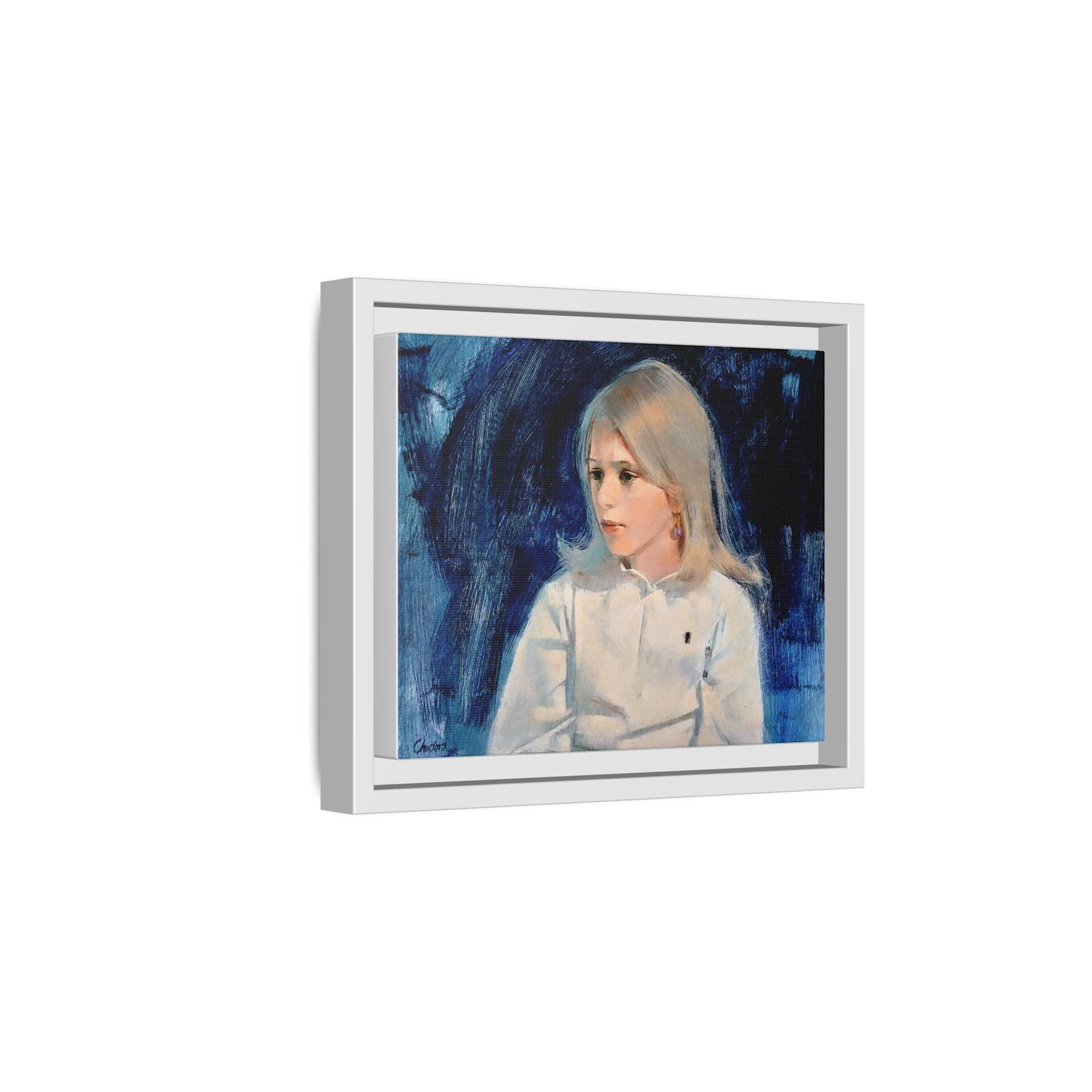 Painting of girl by Unknown Artist Framed Matte Canvas Classic Wall Art