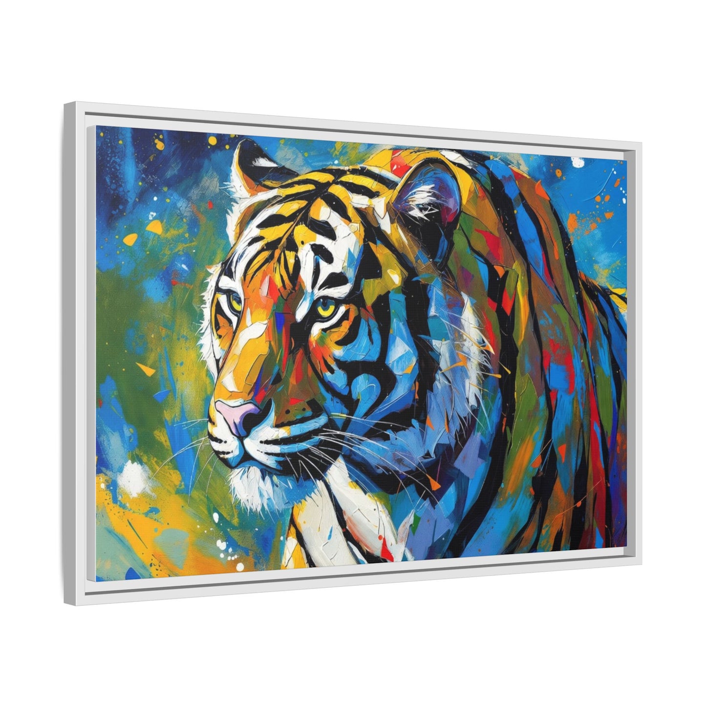 Colorful Tiger Matte Canvas Framed Art — Vibrant Wildlife Wall Decor