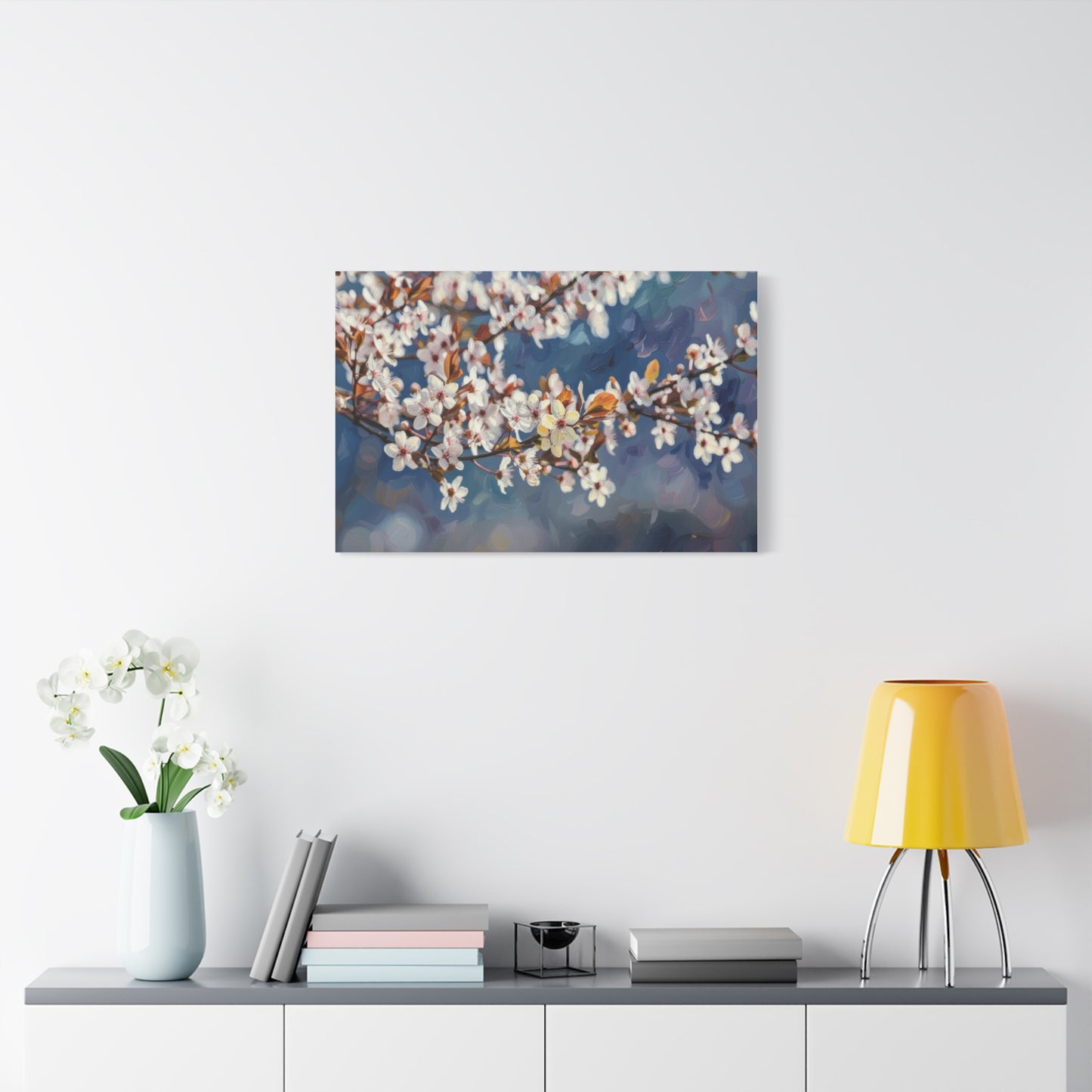 Cherry Blossom Branch Matte Canvas Wall Art — Spring Floral Print