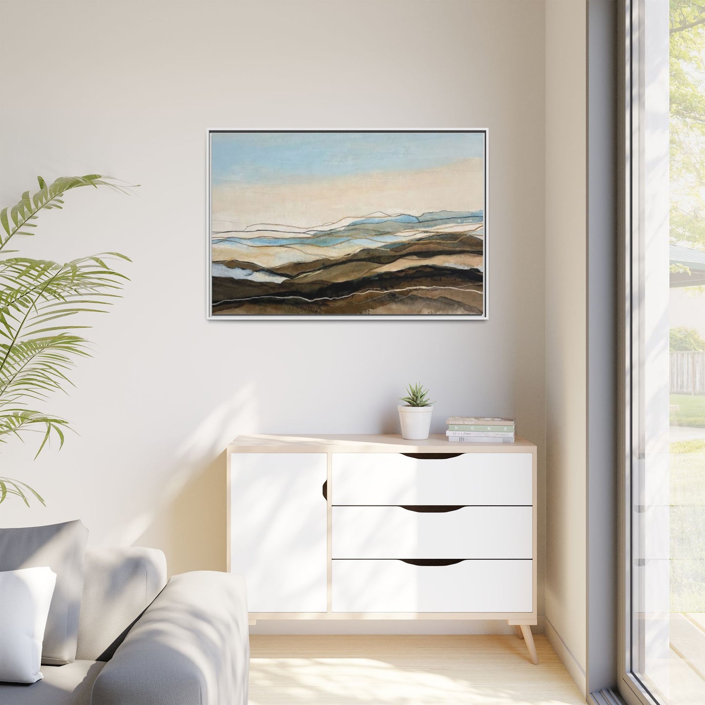 Framed Matte Canvas Print — Abstract Coastal Landscape Wall Art