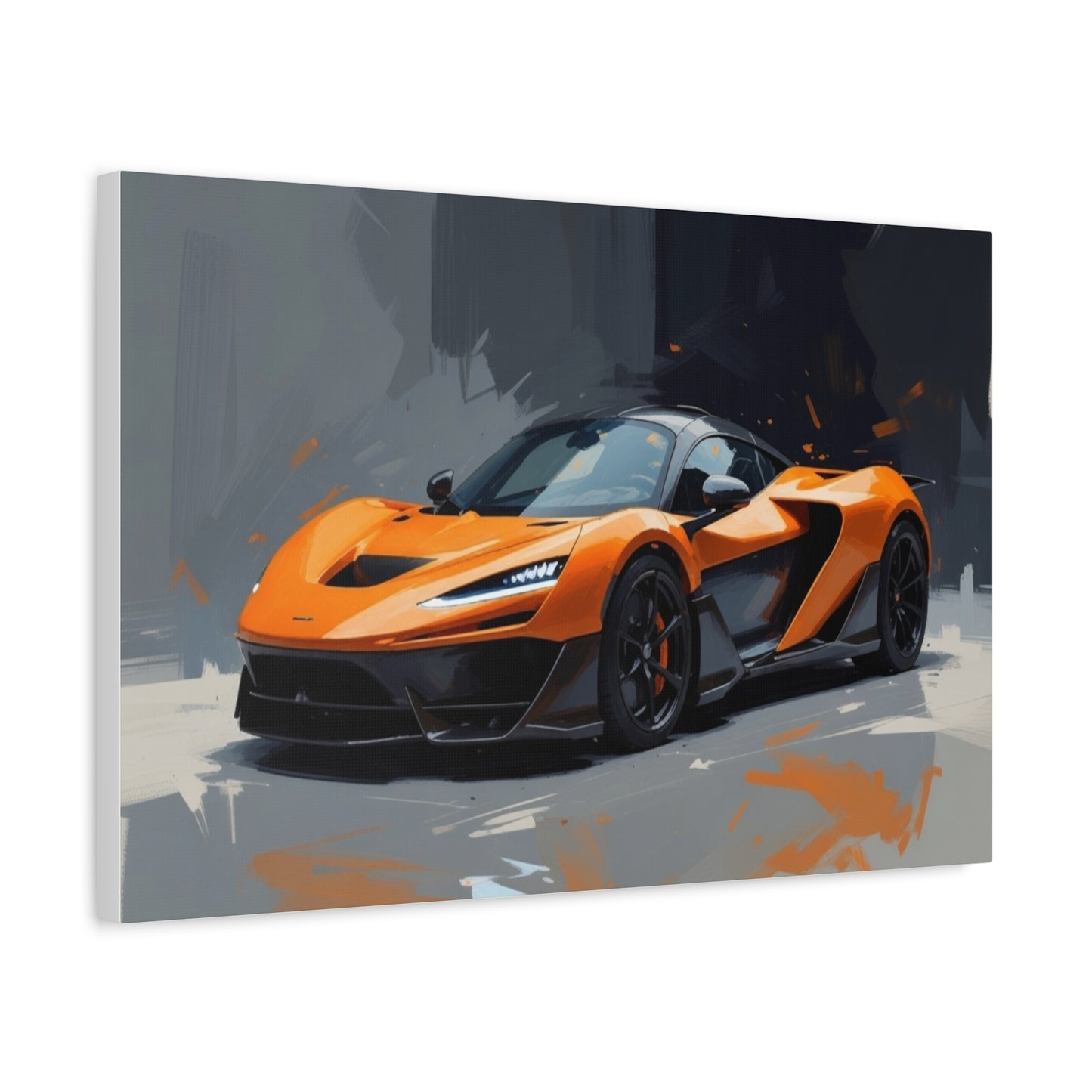 Orange Supercar Matte Canvas Wall Art – Stretched 1.25" Sports Car Print