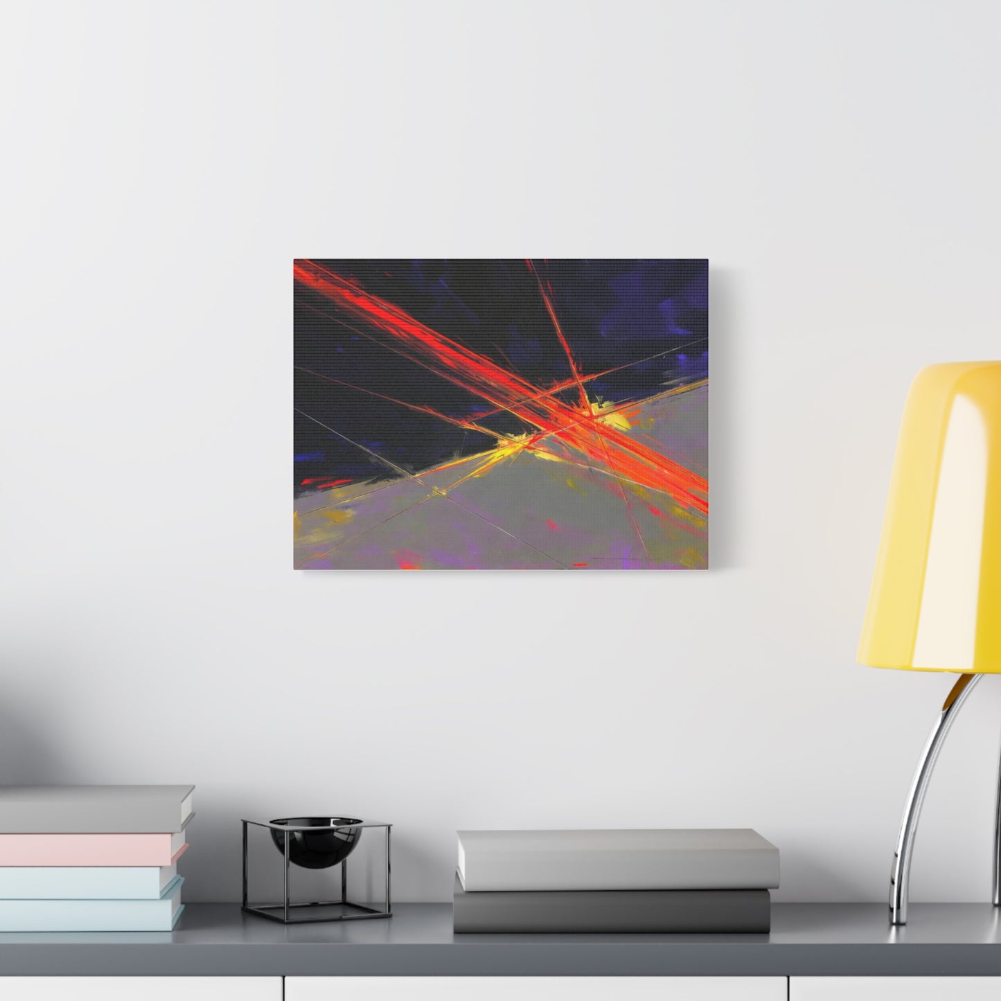 Abstract Red Streaks Matte Canvas Print — Modern Geometric Wall Art