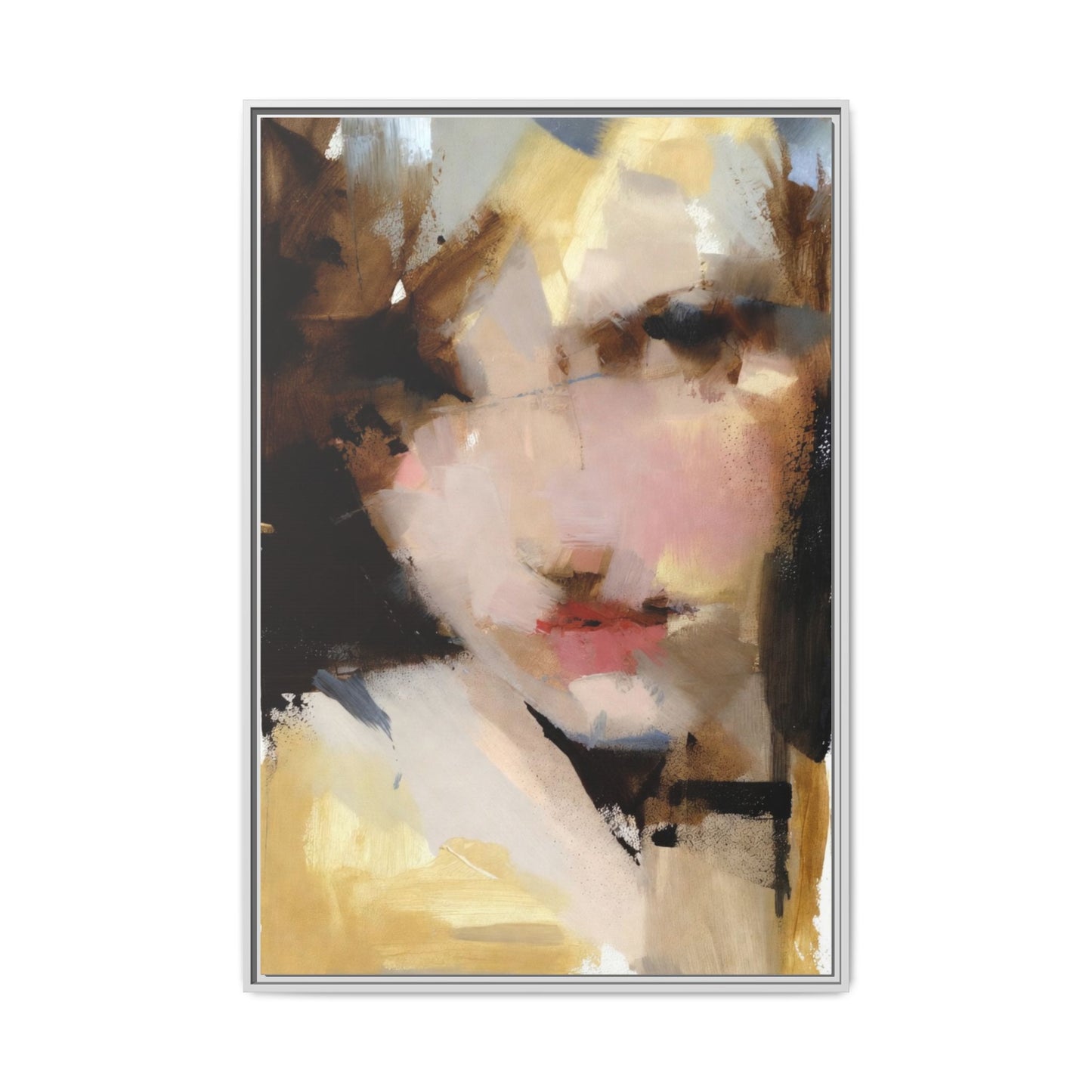 Abstract Portrait Matte Canvas Framed Print — Modern Feminine Wall Art