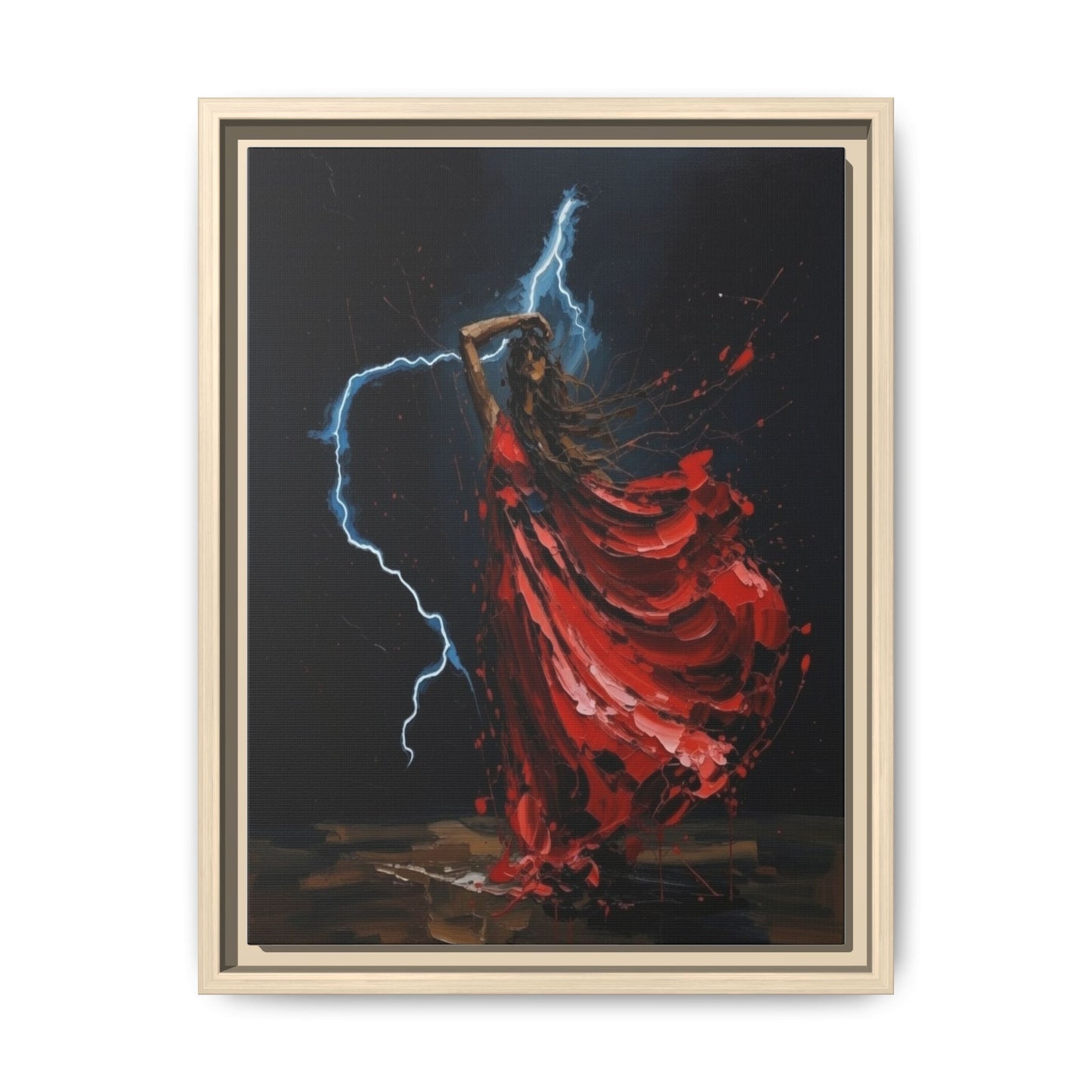 Framed Matte Canvas Print — Red Dancer Lightning Art