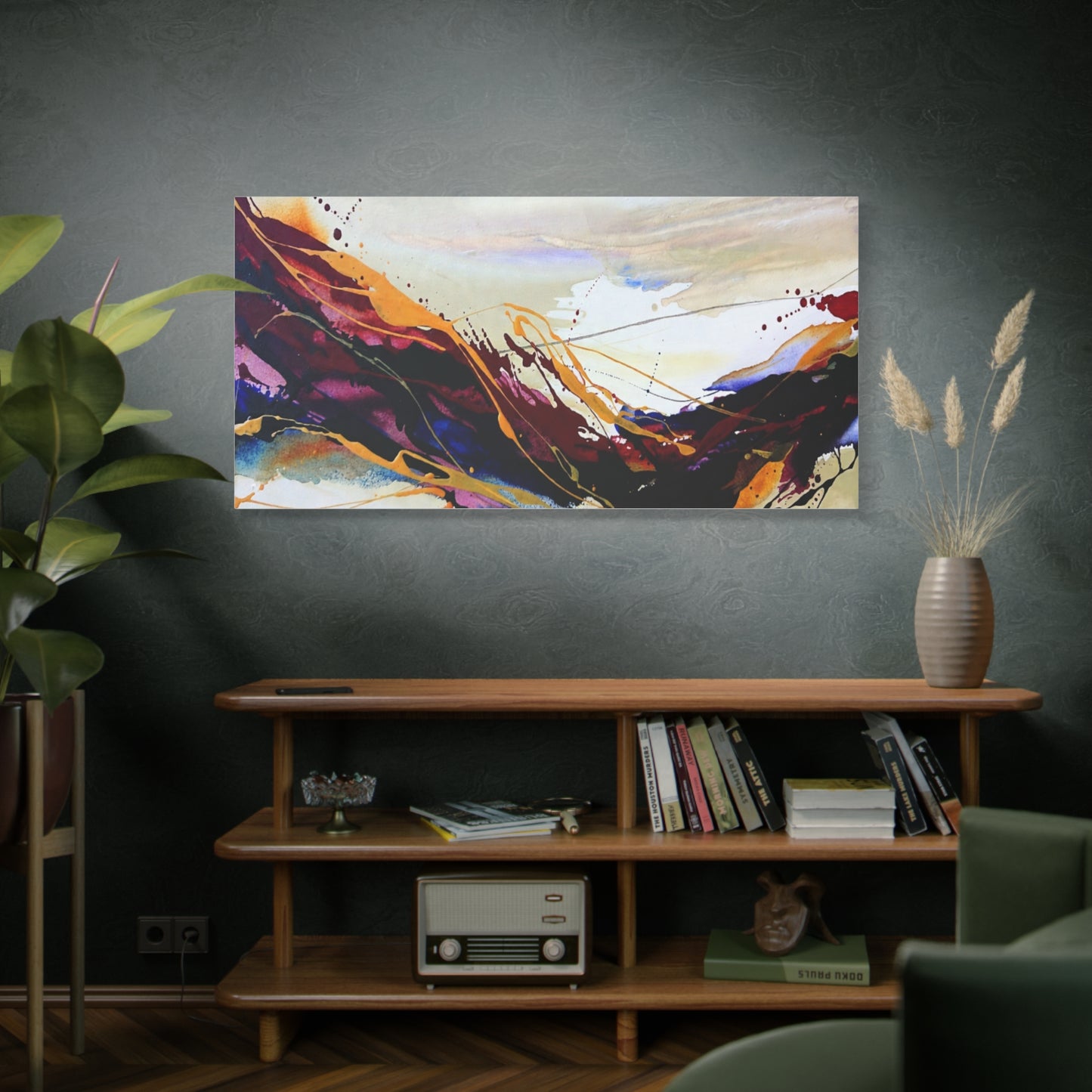 Abstract Color Flow Matte Stretched Canvas – Vibrant Modern Wall Art