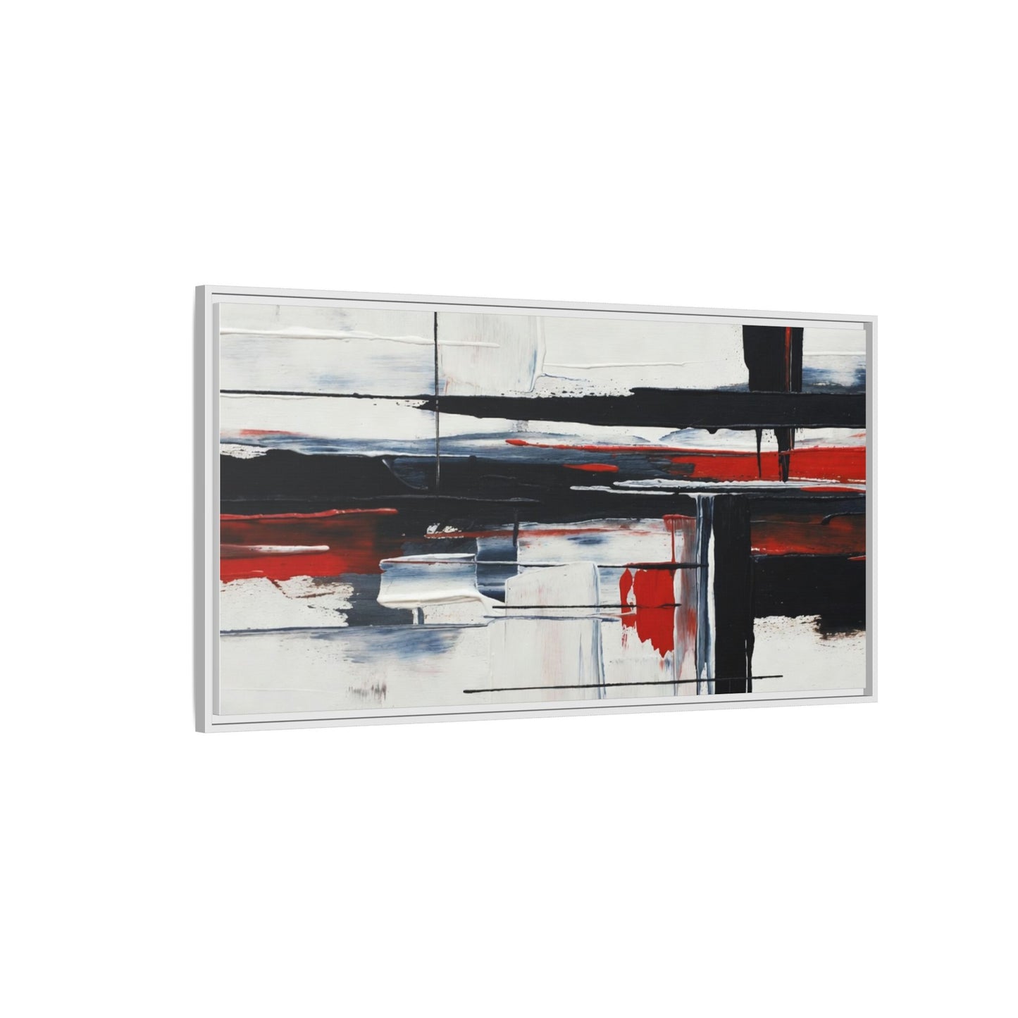 Abstract Red & Black Framed Canvas Art — Modern Matte Wall Painting