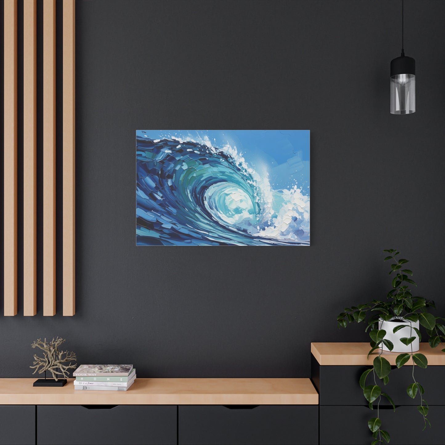 Ocean Wave Matte Canvas Wall Art — Blue Surf Wave Painting, Stretched 1.25"