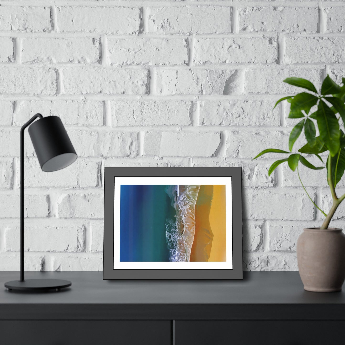 Coastal Waves Framed Poster — Beach Ocean Photography Wall Art