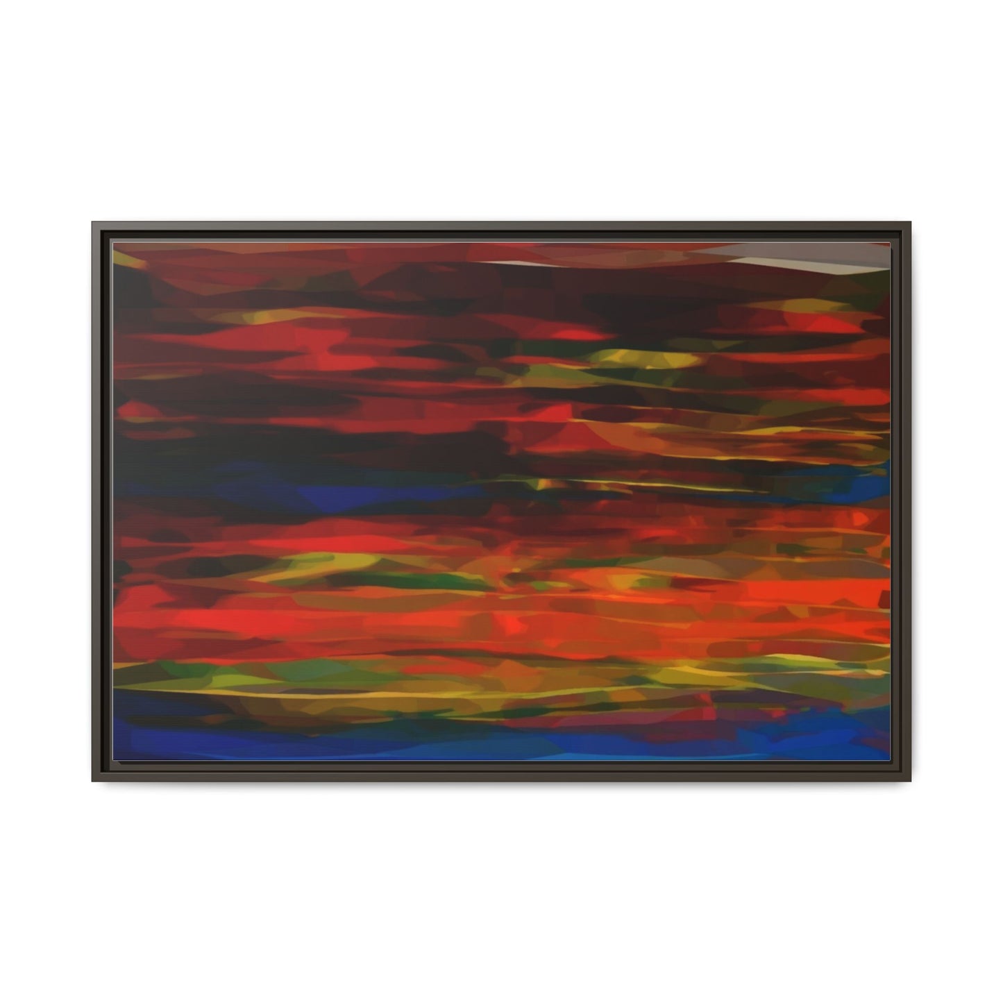 Abstract Multi-Color Matte Canvas Framed Wall Art — Bold Red & Blue Modern Painting