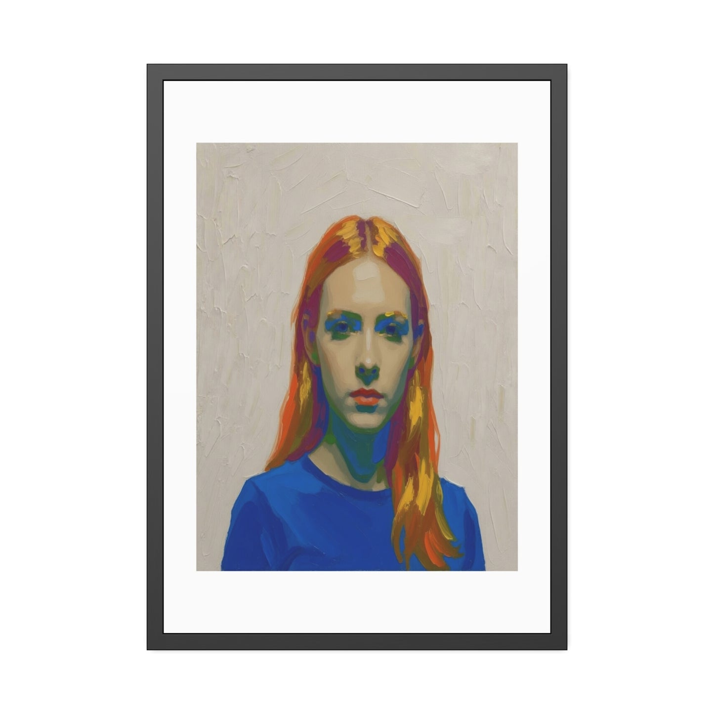 Framed Art Print — Colorful Portrait of Red-Haired Woman, Modern Pop Portrait Wall Art