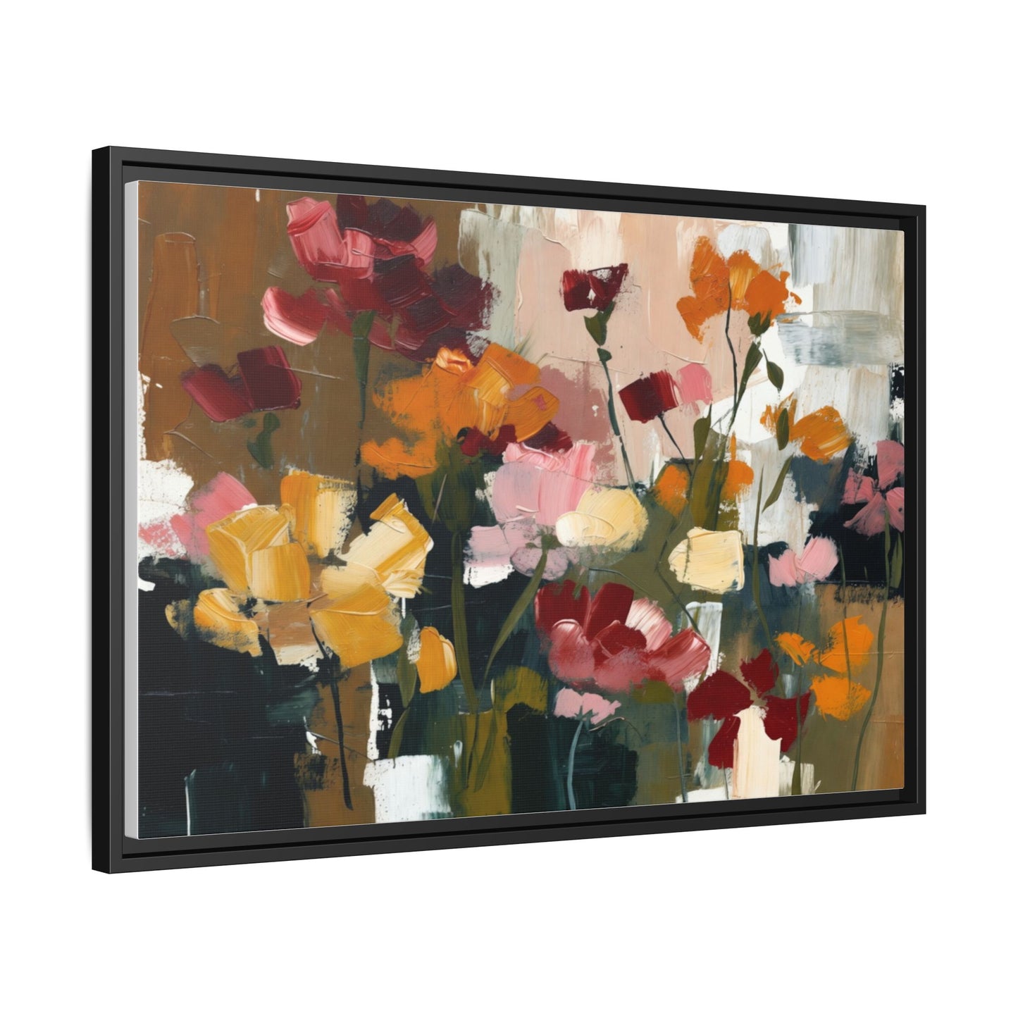 Framed Matte Canvas Floral Abstract Wall Art