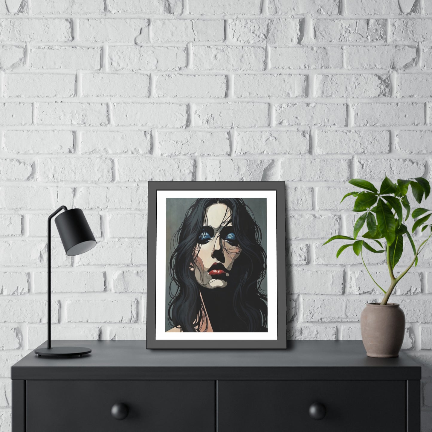 Framed Poster — Moody Portrait Art Print (Dark Feminine Wall Decor)