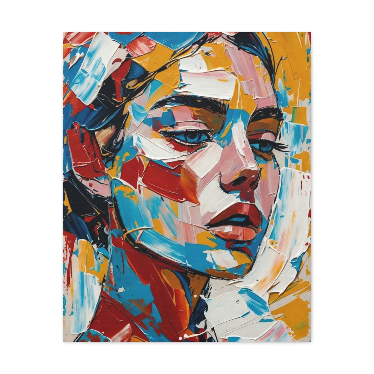 Abstract Colorful Portrait Matte Canvas Print — Modern Stretched Wall Art