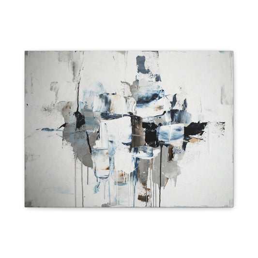 Abstract Blue & Gray Canvas Wall Art — Stretched Matte Canvas