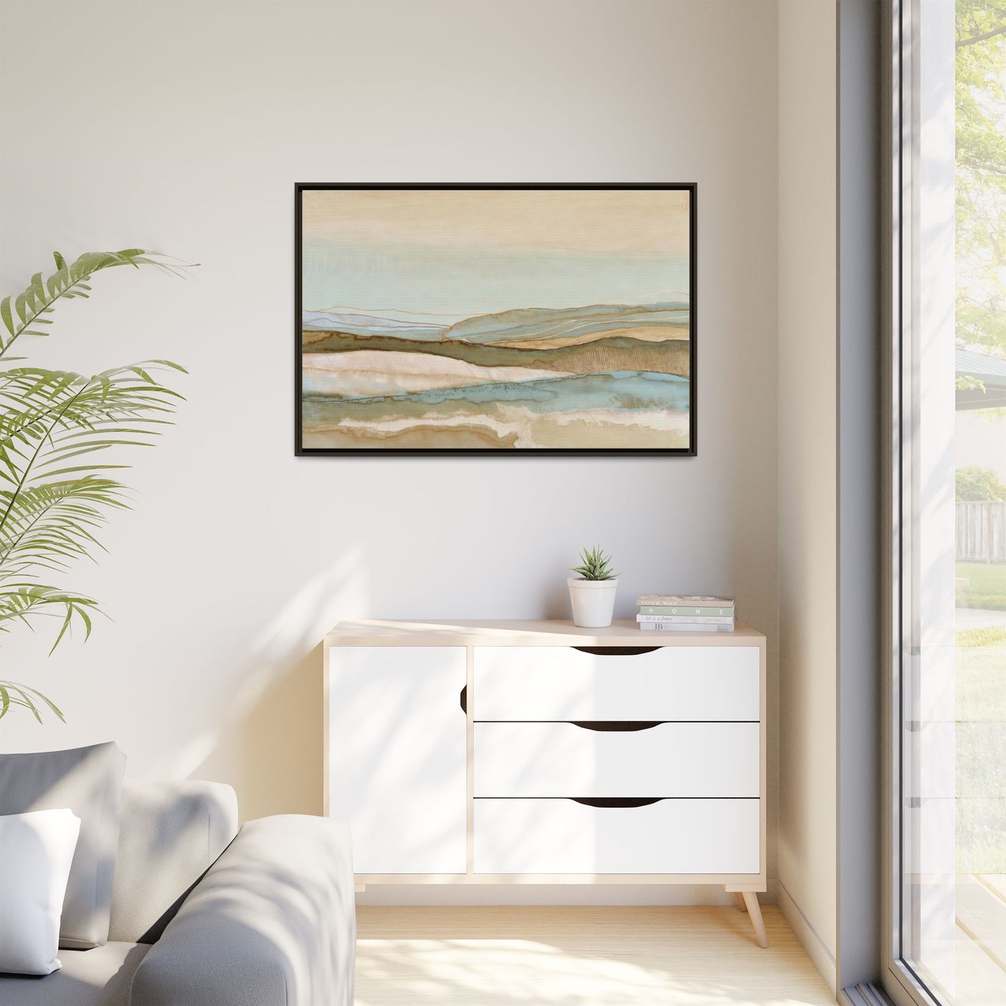 Framed Matte Canvas Coastal Abstract Landscape Wall Art