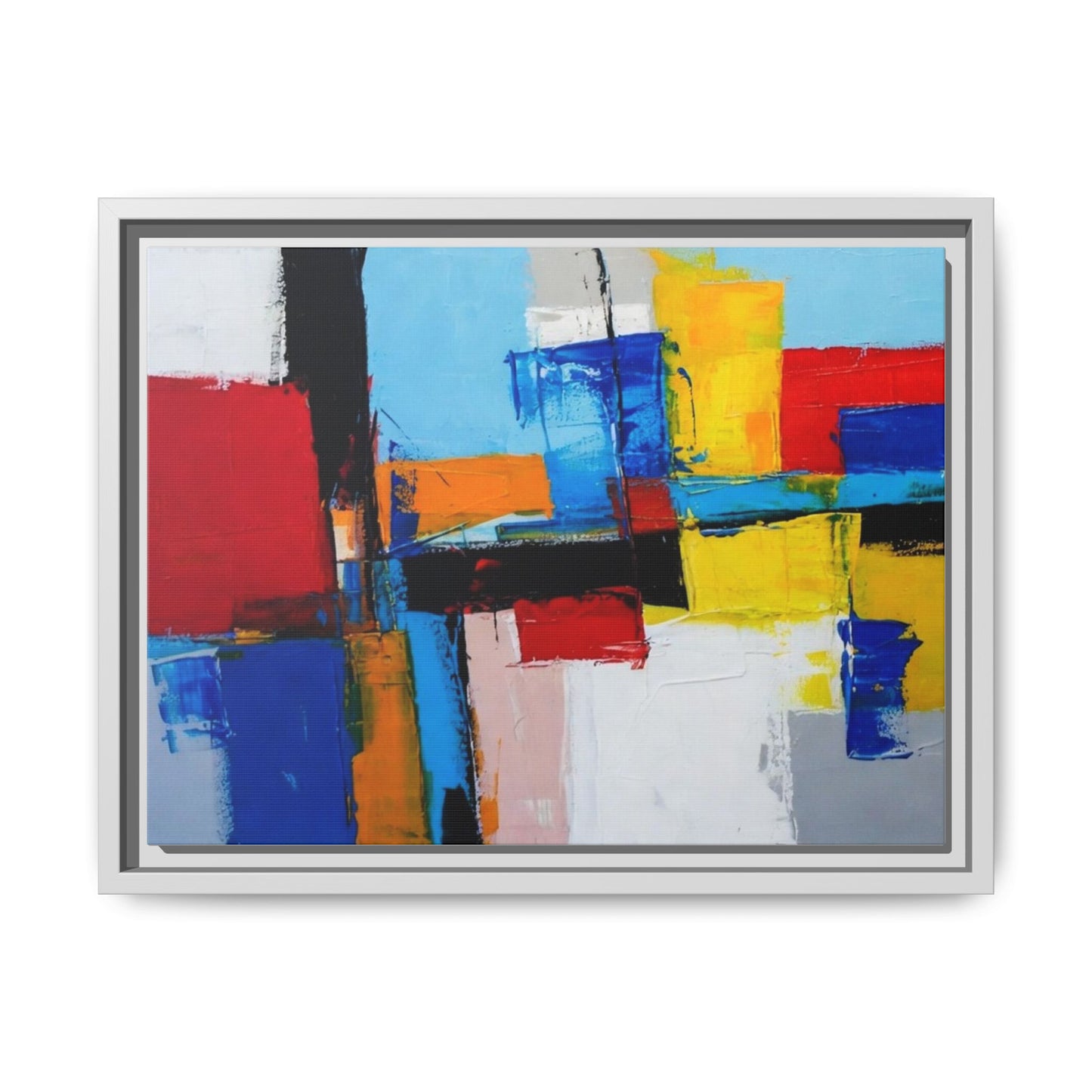 Abstract Color Block Matte Canvas Framed Wall Art