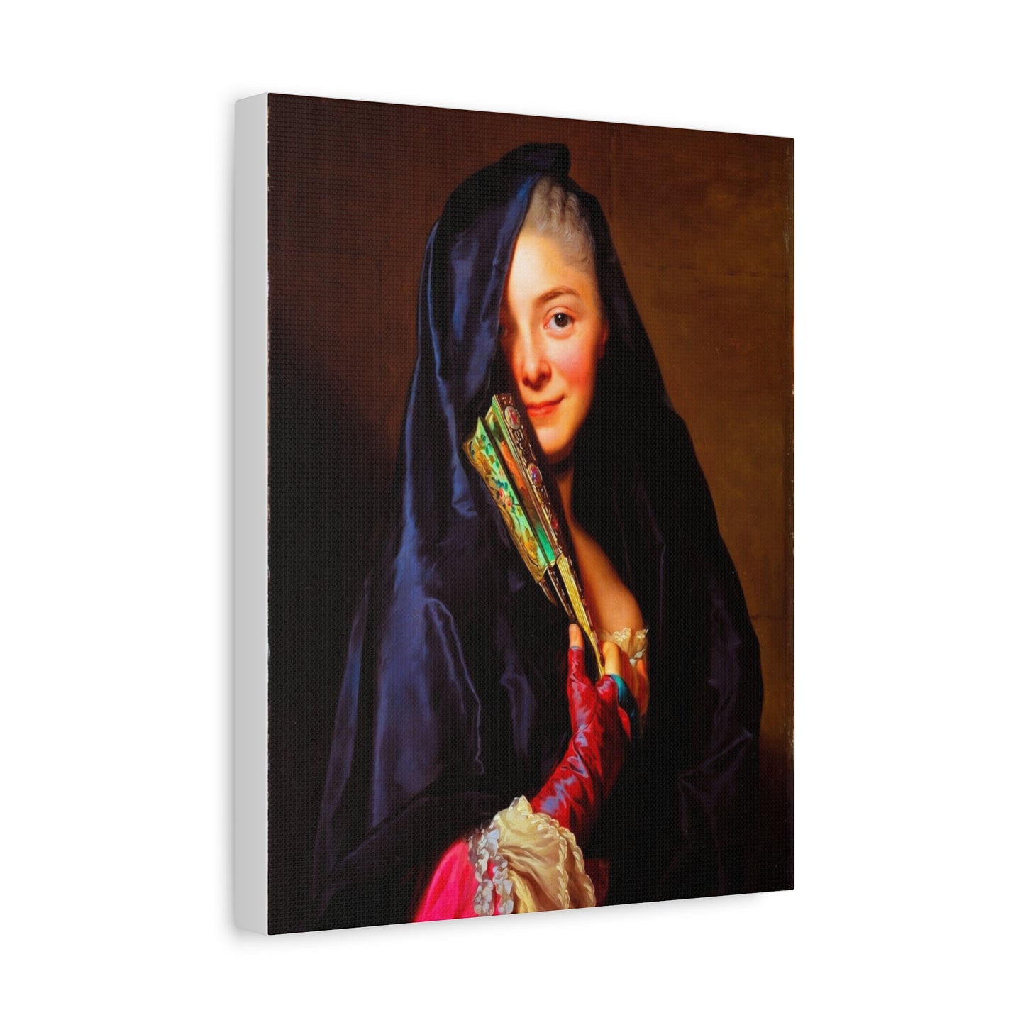 Vintage Portrait Canvas Print — Elegant Lady with Fan Matte Stretched Wall Art