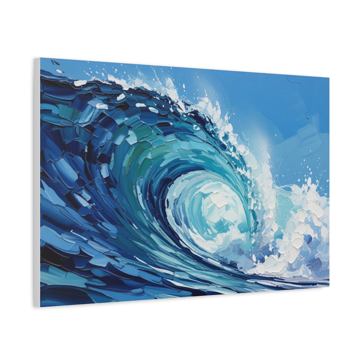 Ocean Wave Matte Canvas Wall Art — Blue Surf Wave Painting, Stretched 1.25"