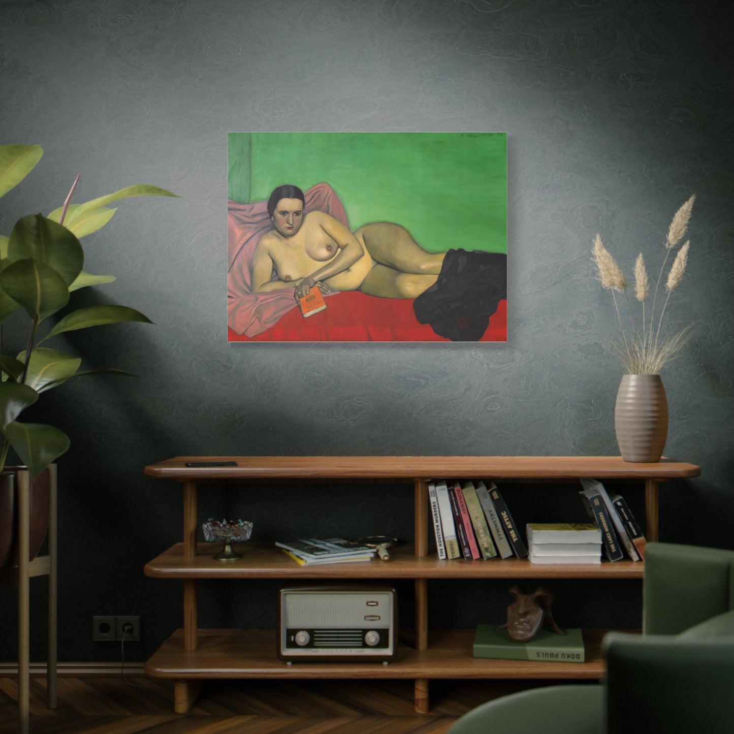 Femme nue tenant un livre by Félix Vallotton Matte Canvas Wall Art Print