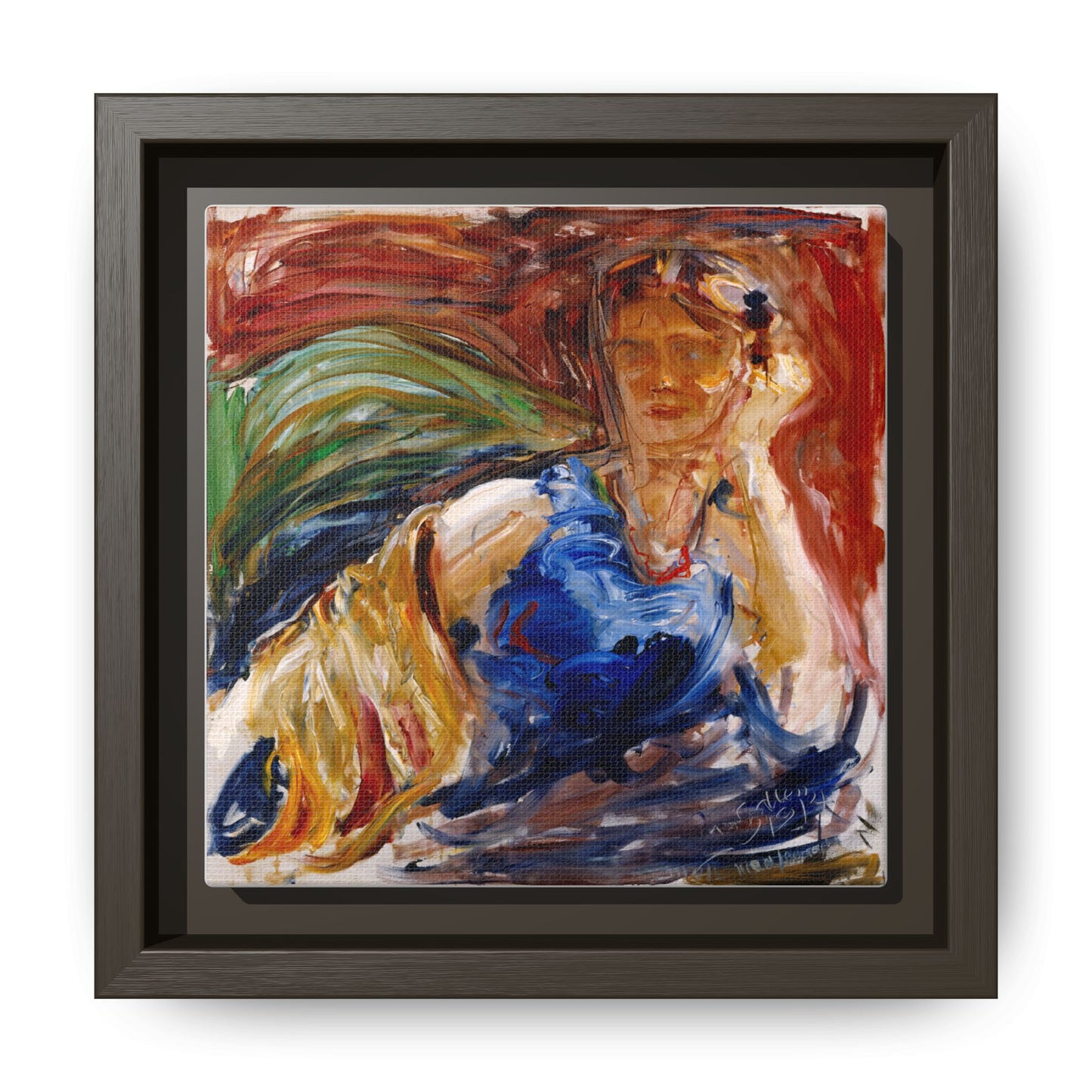 Portrait of hyllis Sjostrom by Akseli Gallen-Kallela Canvas Matte Framed Wall Art Print
