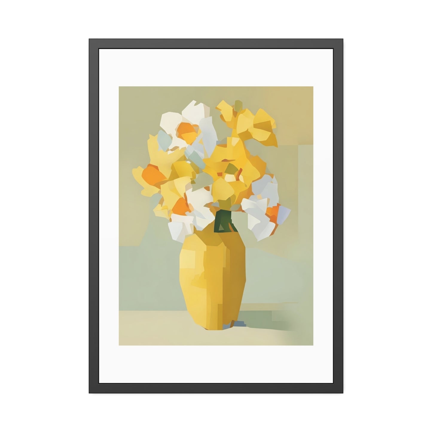 Framed Poster — Yellow Floral Vase Wall Art (Modern Abstract Bouquet)